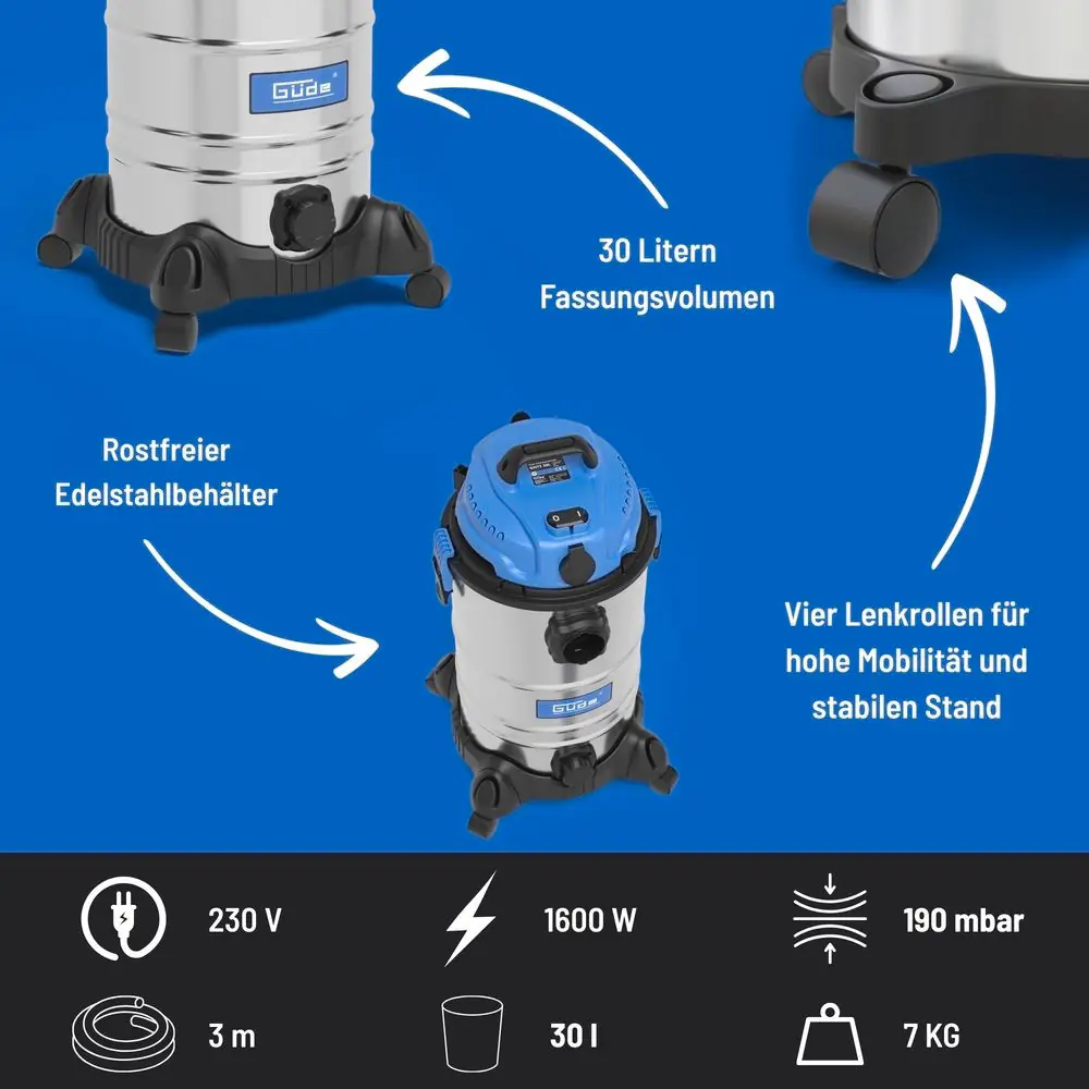 Güde Nass-Trockensauger GNTS 30L 1600 W