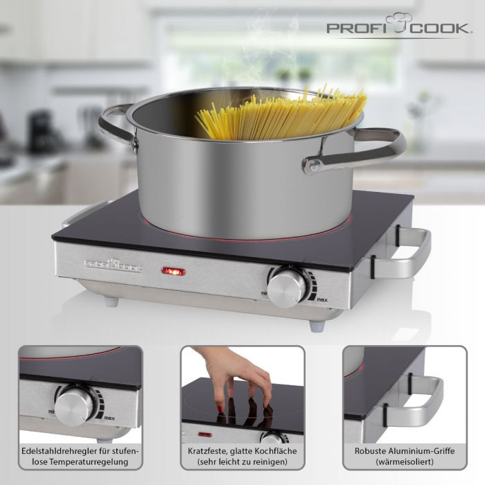 Proficook Kochplatte EKP 1210 2000 Watt, inox kaufen Globus Baumarkt