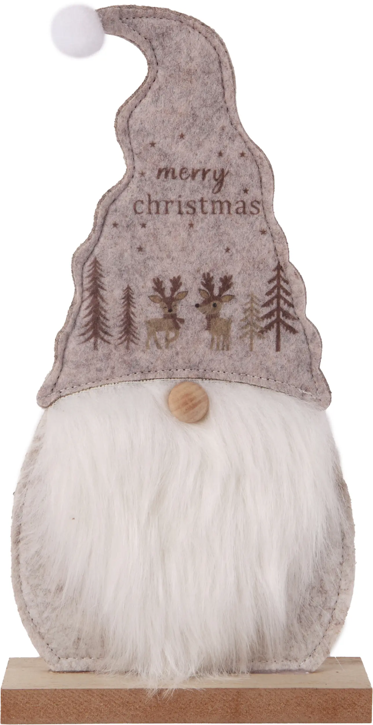 Dekoaufsteller Zwerg Holz 30 x 16 cm grau weiß