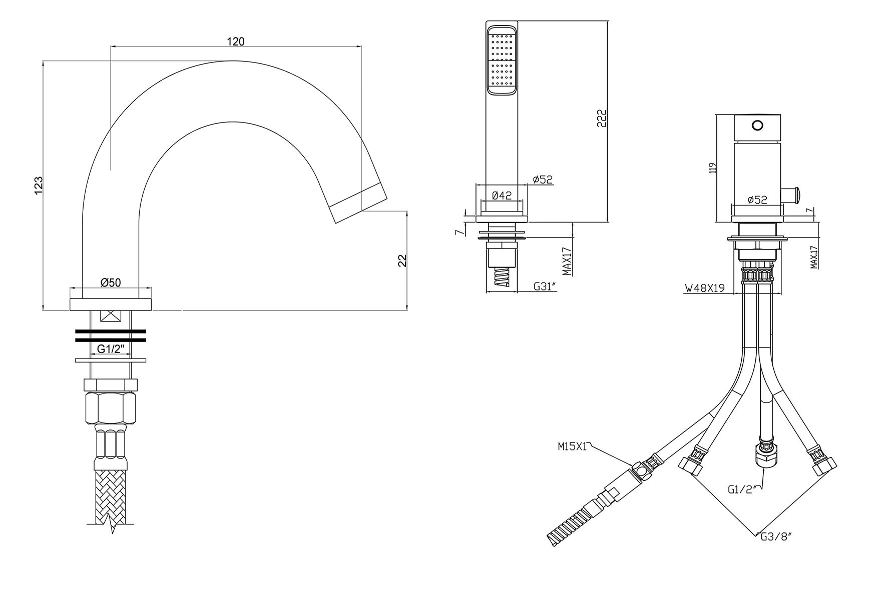 Ottofond Badwannen-Set Spirit links 180x80 cm, weiß