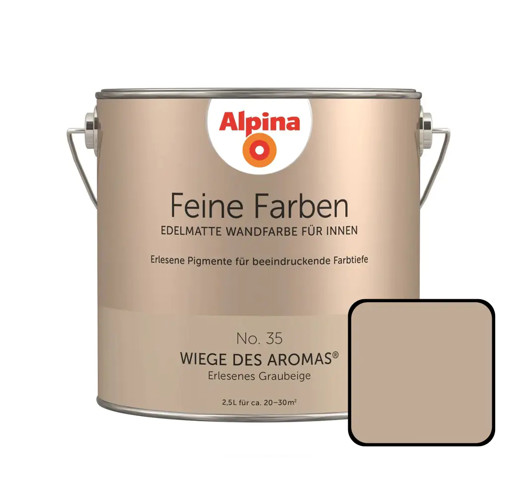 Alpina Feine Farben No. 35 Wiege des Aromas 2,5 L erlesenes graubeige edelmatt Alpina Feine Farben No. 35 Wiege des Aromas 2,5 L erlesenes graubeige edelmatt