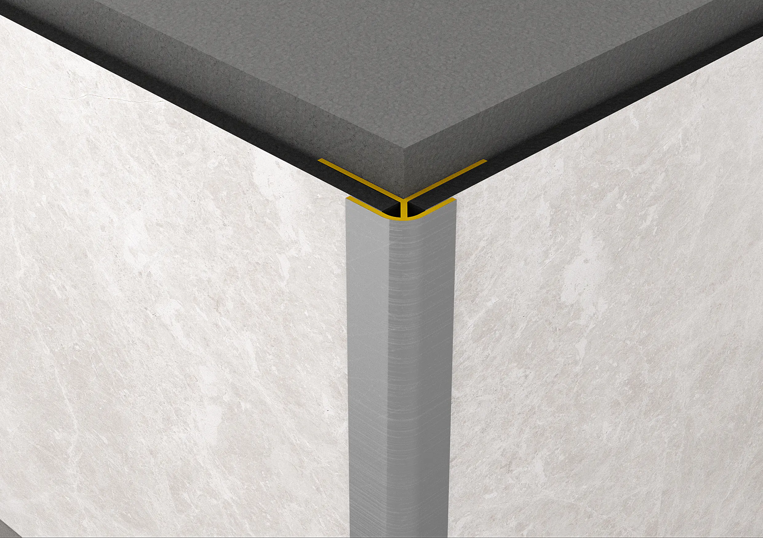 Rock the Wall Außenecke mit Einfassung silber 280 x 1,7 x 1,75 cm