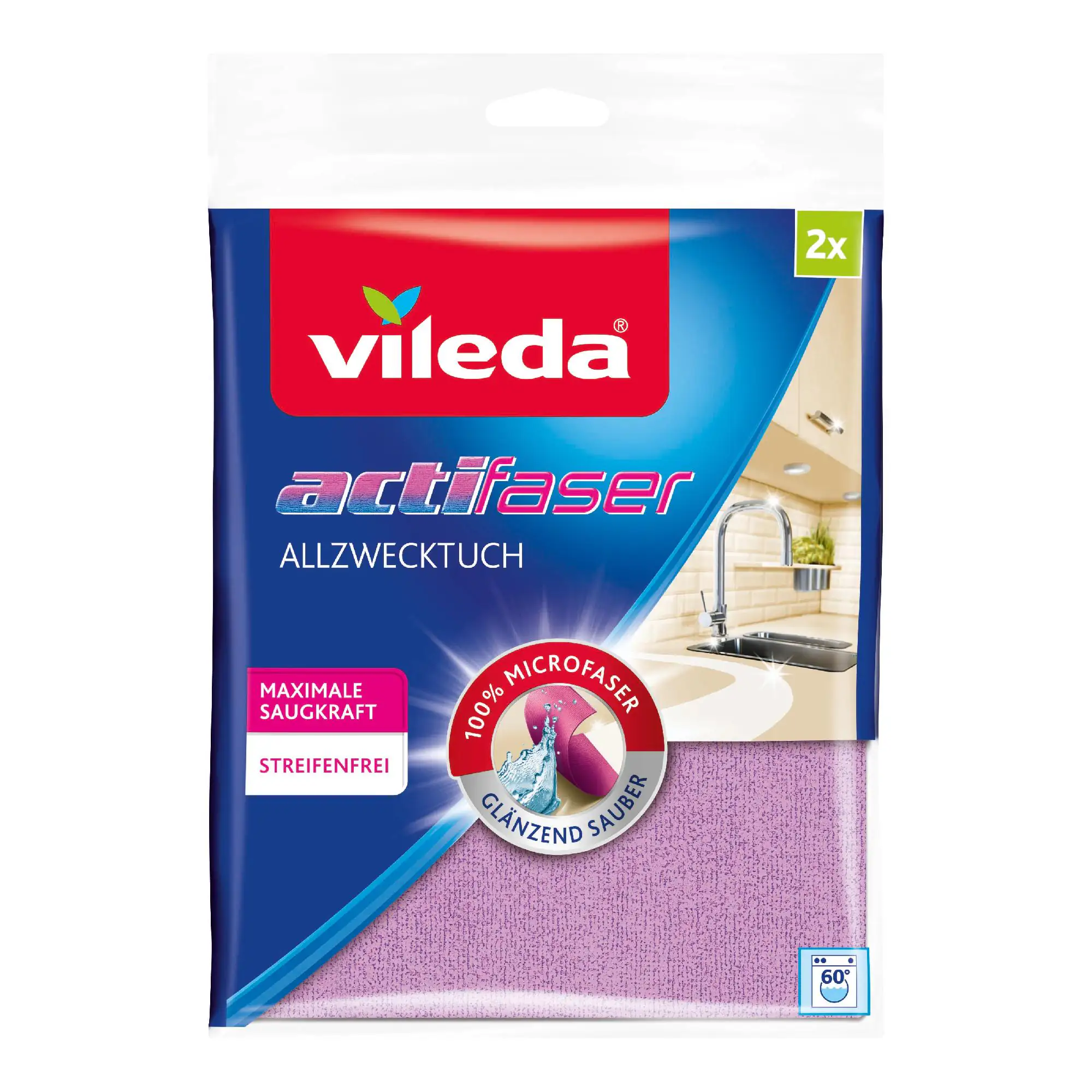 Vileda Actifaser Allzwecktuch 2-er Pack, 29 x 29 cm