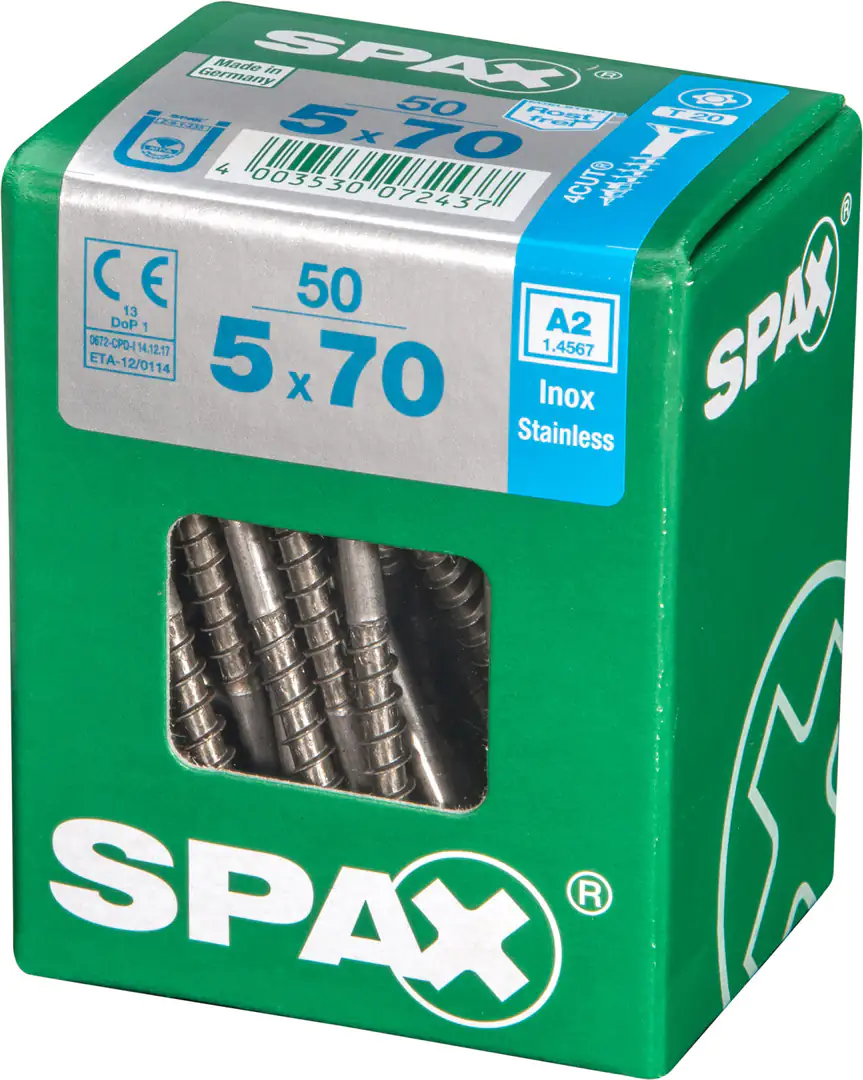 Spax Universalschrauben 5.0 x 70 mm TX 20 Senkkopf - 50 Stk.