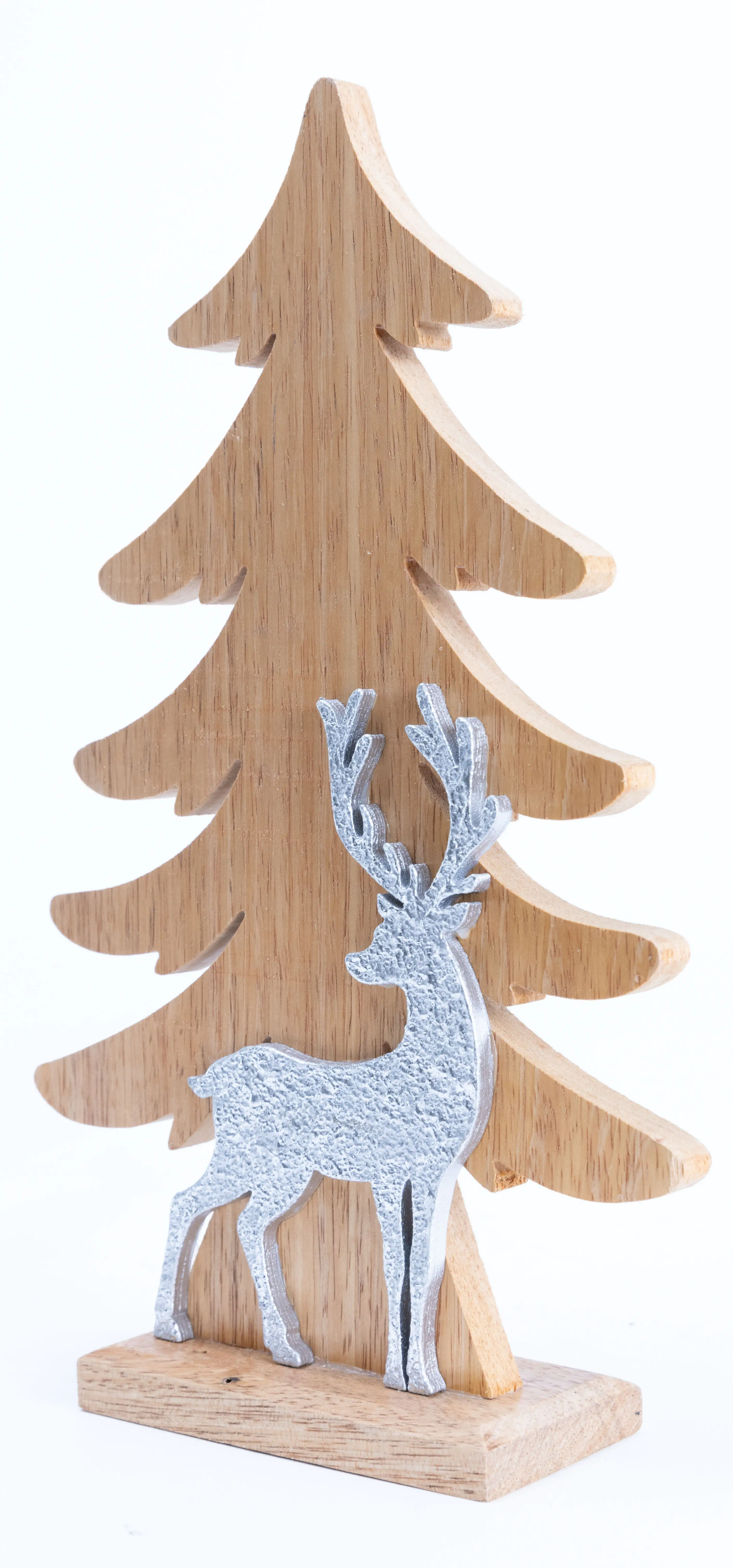 TrendLine Dekofigur Holz Tannenbaum 26 x 16 cm naturweiß kaufen