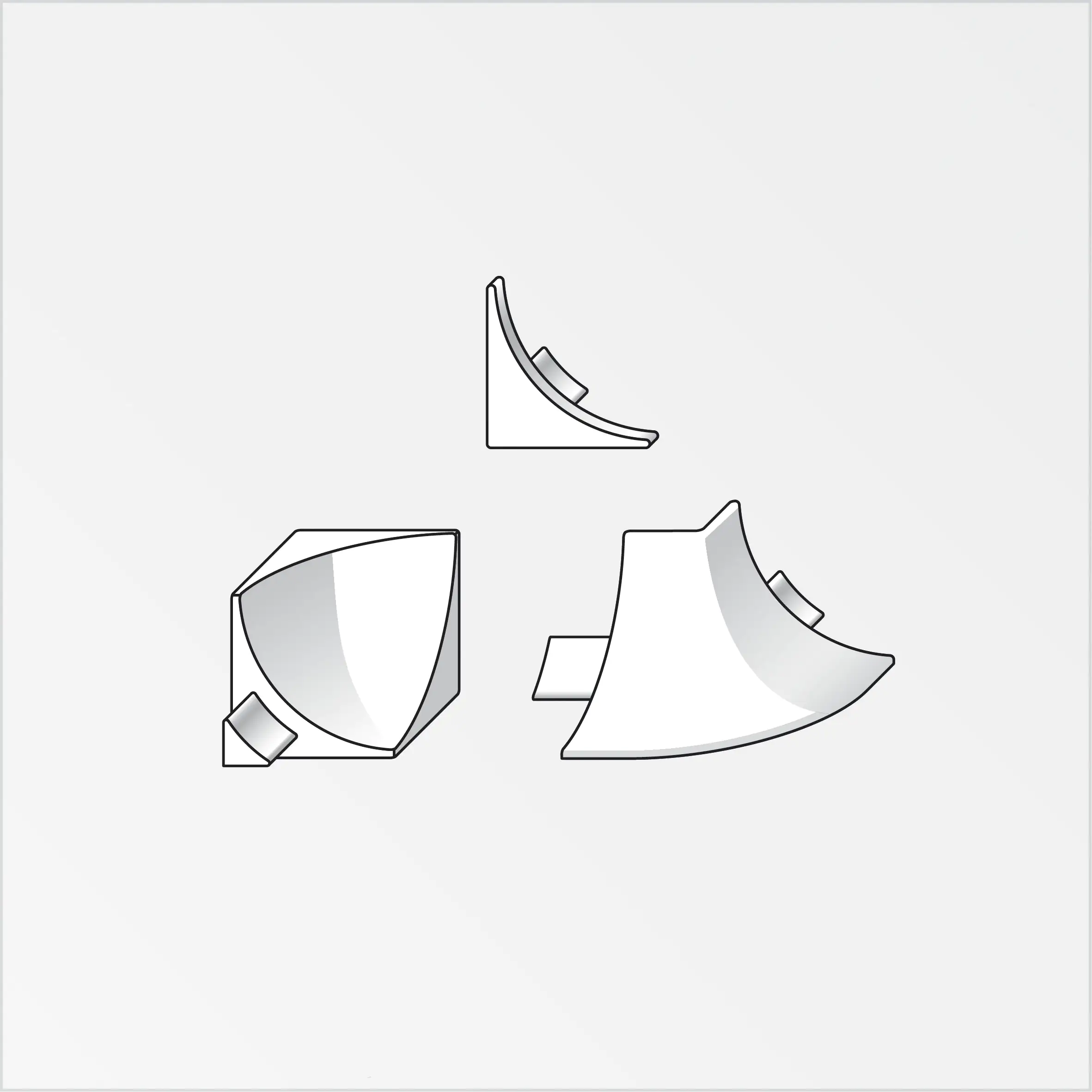 alfer Zubehör-Set 8 mm 8 mm PVC (Kunststoff) glatt Chrom Optik