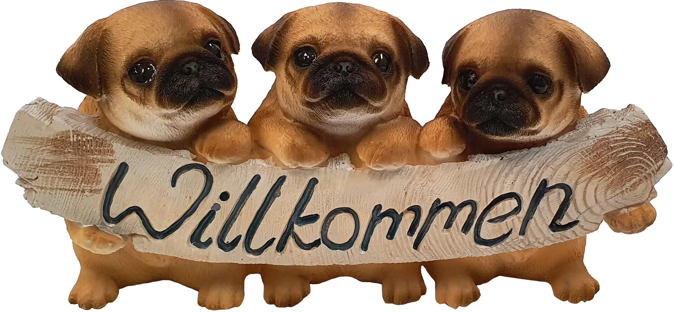 Dekofigur Möpse Willkommen 14 x 25 x 9 cm