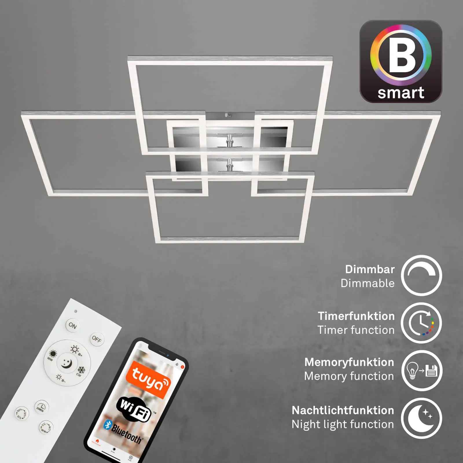 Di-Ka CCT LED Deckenleuchte Frame Smart+WiFi alu drehbar mit Fernbedienung Di-Ka CCT LED Deckenleuchte Frame Smart+WiFi alu drehbar mit Fernbedienung