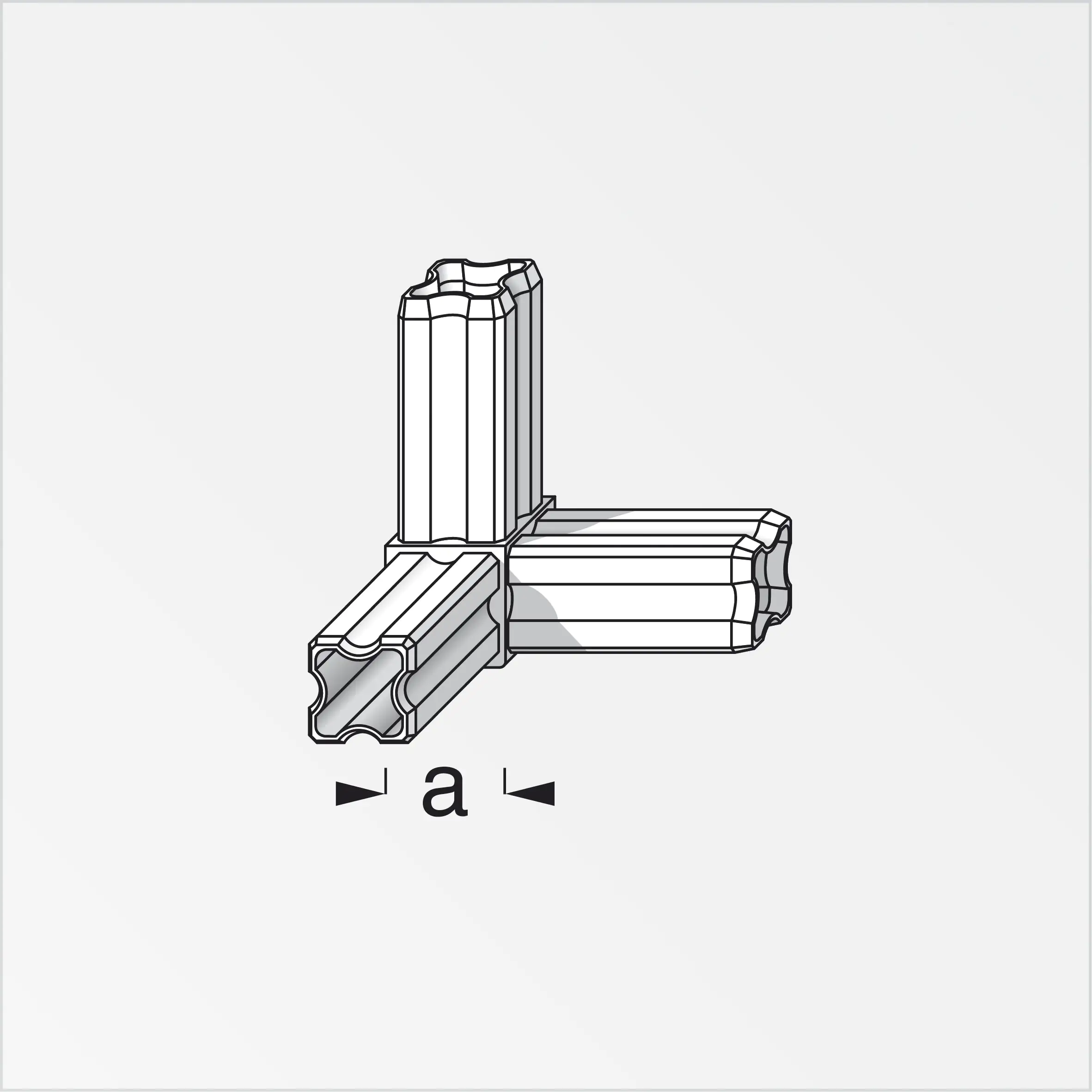 alfer Eck-Verbinder 90º, 3 Zapfen 23.5 mm 23.5 mm Kunststoff weiss