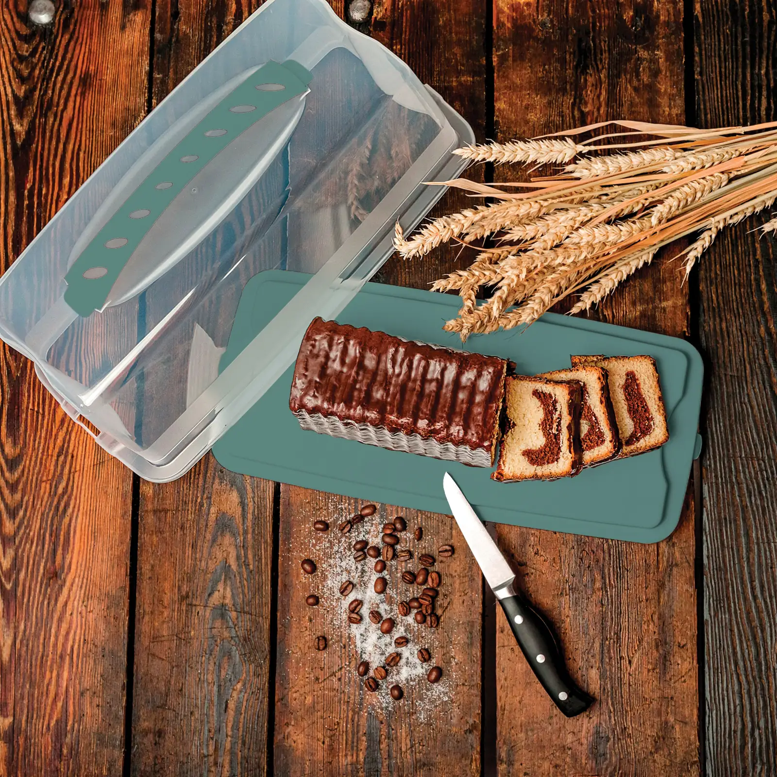 Rotho Kuchenbehälter Fresh Cake mit Klickverschluss mistletoe grün