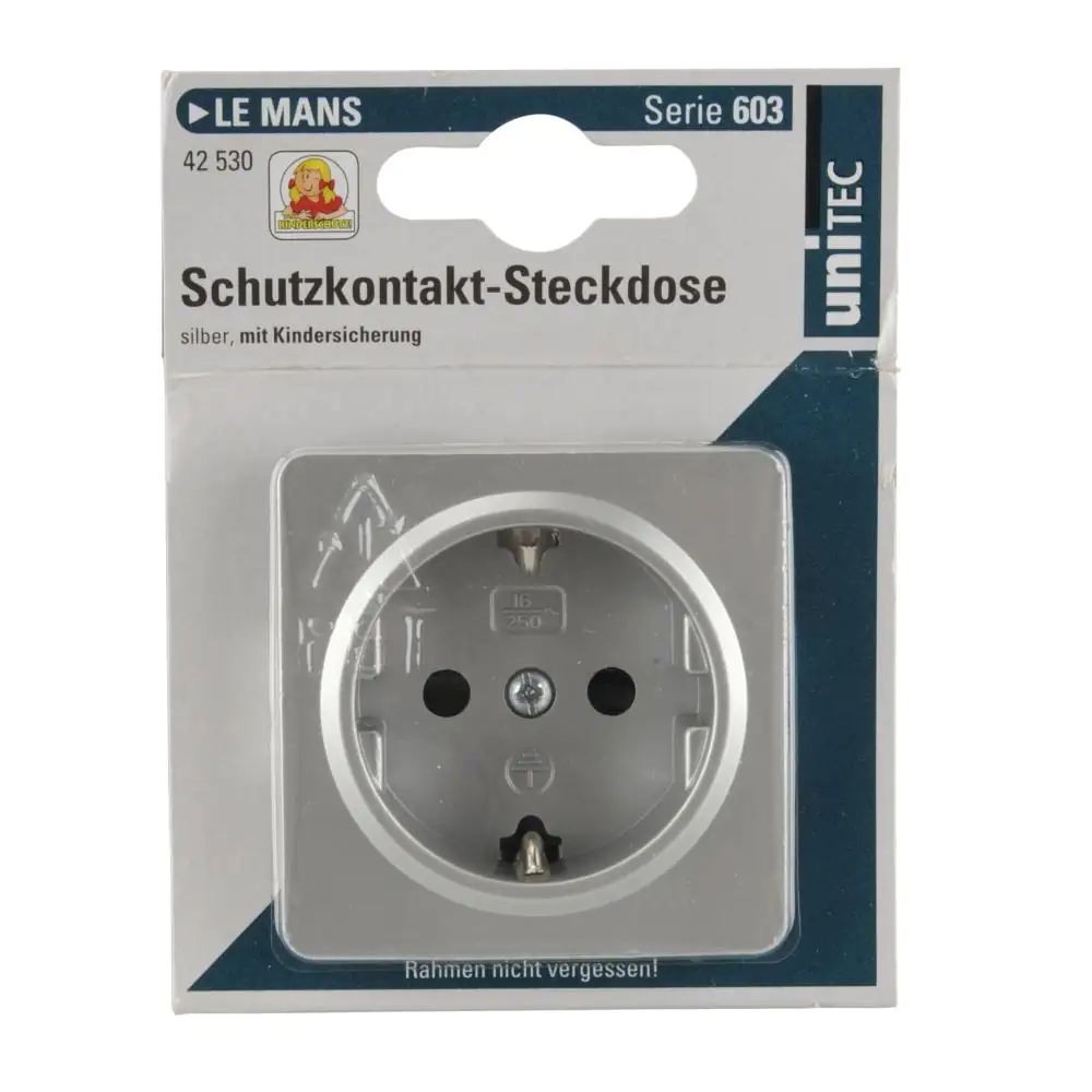 Unitec Steckdose mit Berührschutz silber, Serie Le Mans