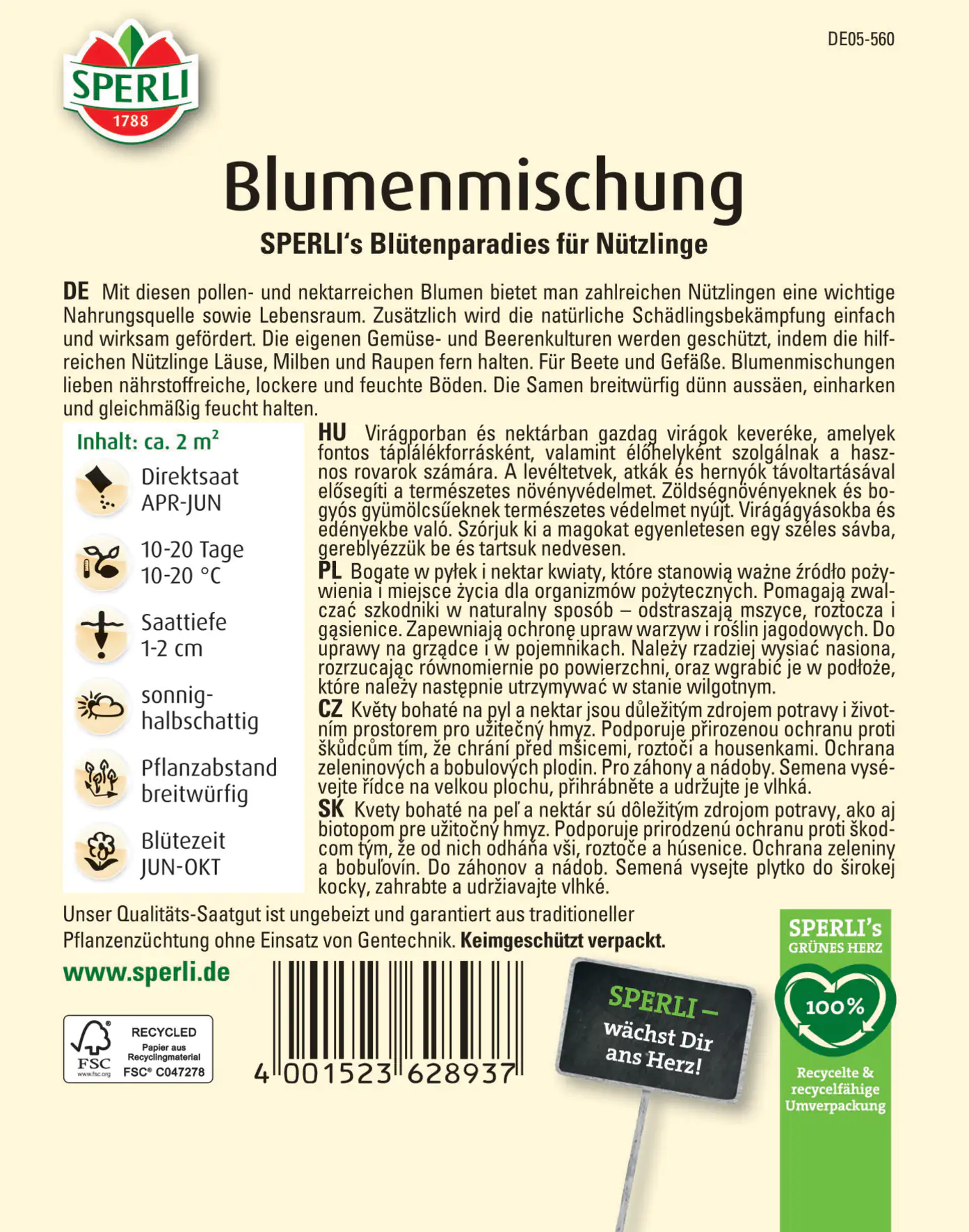 Sperli Blumenmischung Blütenparadies für Nützlinge