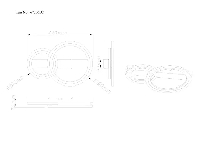 Globo Deckenleuchte Dakari I 4 x 30 cm L x B schwarz warmweiß