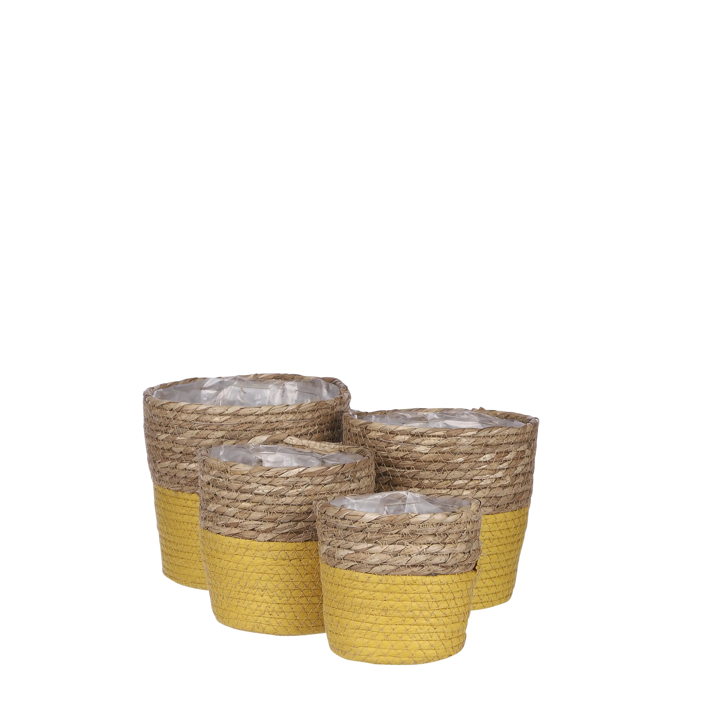 8718861827002 Mica Pflanzkorb Rachel Ø 12 , 14, 16, 18 cm dunkelgelb 4 Stück