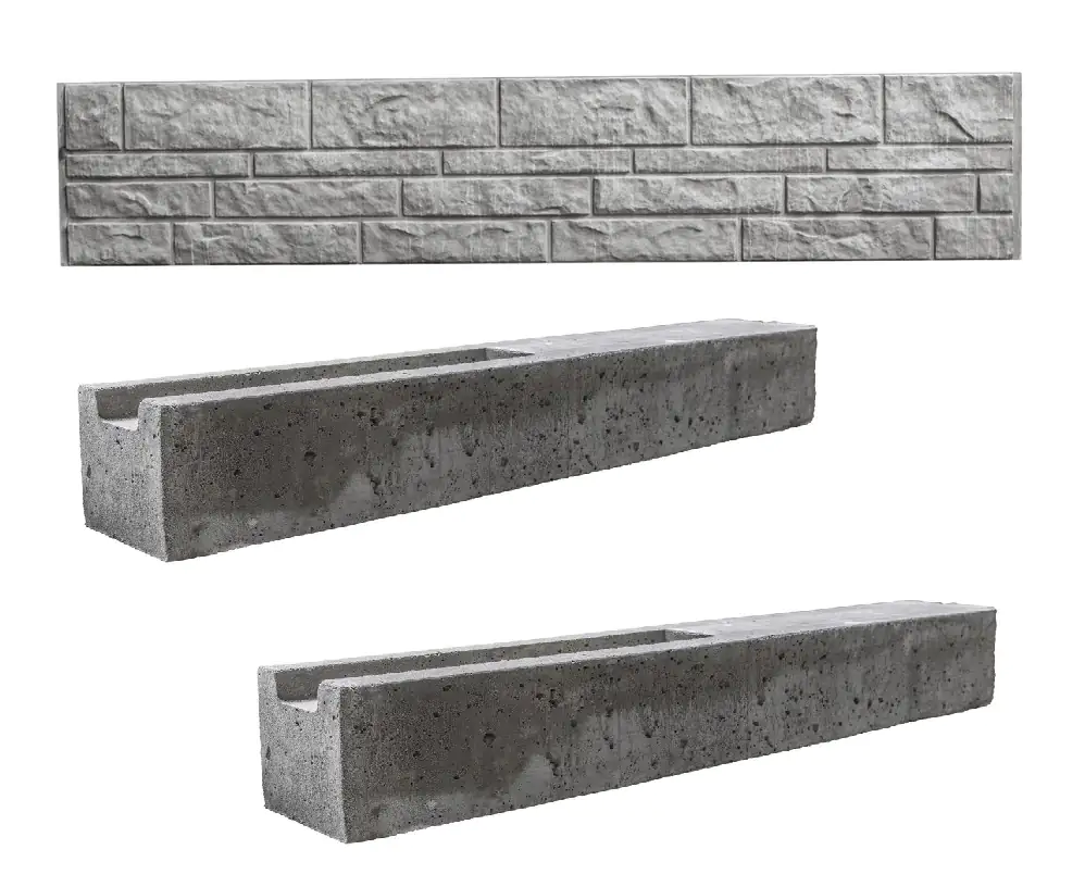 Betonzaun Grundset Standard Fels mit Anfangs- und Endpfosten 231 cm 