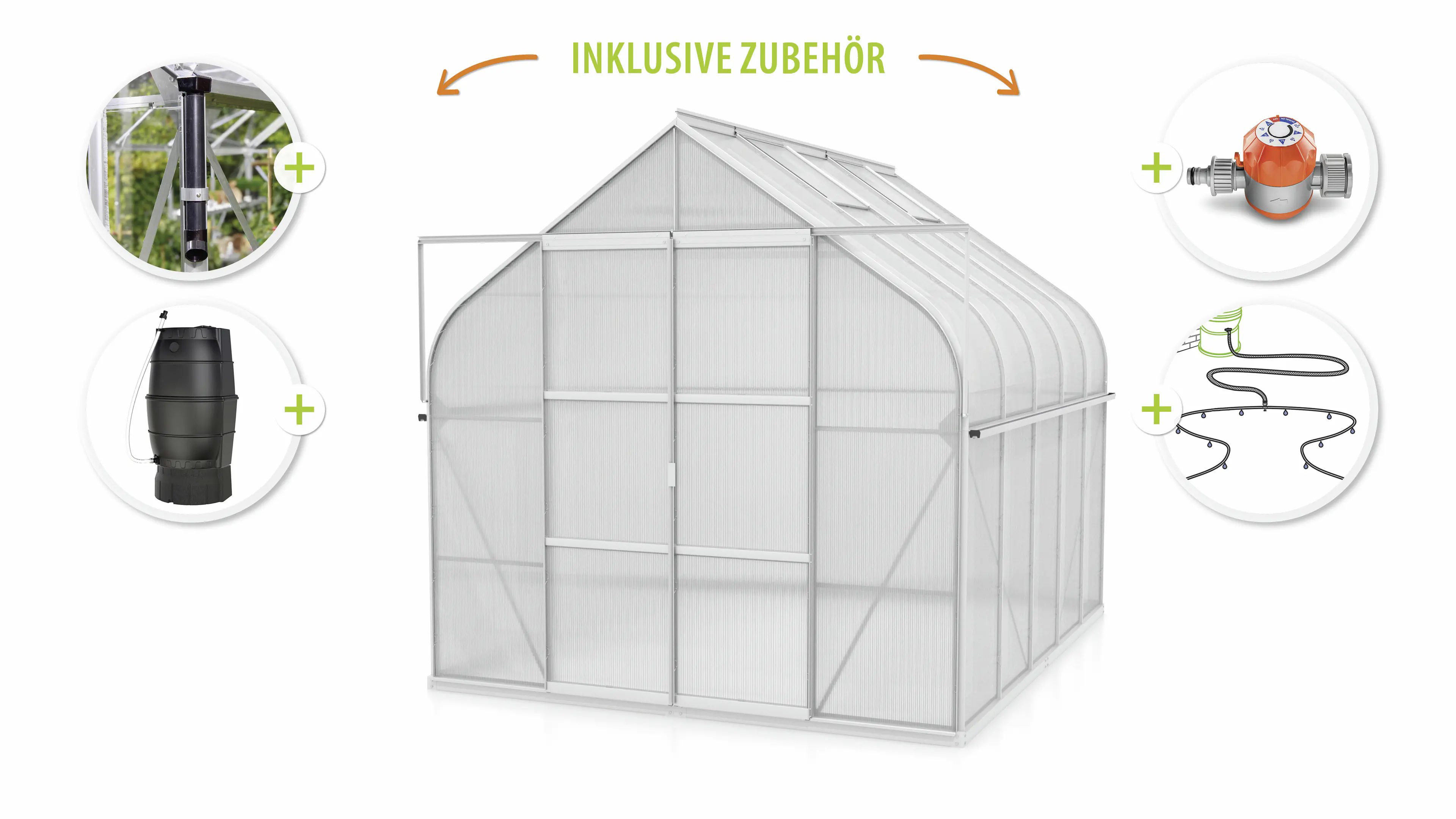 Vitavia Gewächshaus-Set Dione 8300 HKP 4 mm alu 254 x 316 cm 