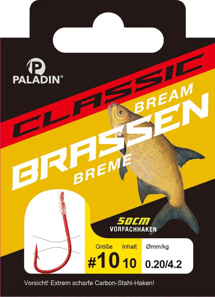 Paladin Brassenhaken gebunden Größe 10 50 cm 10 Stück rot