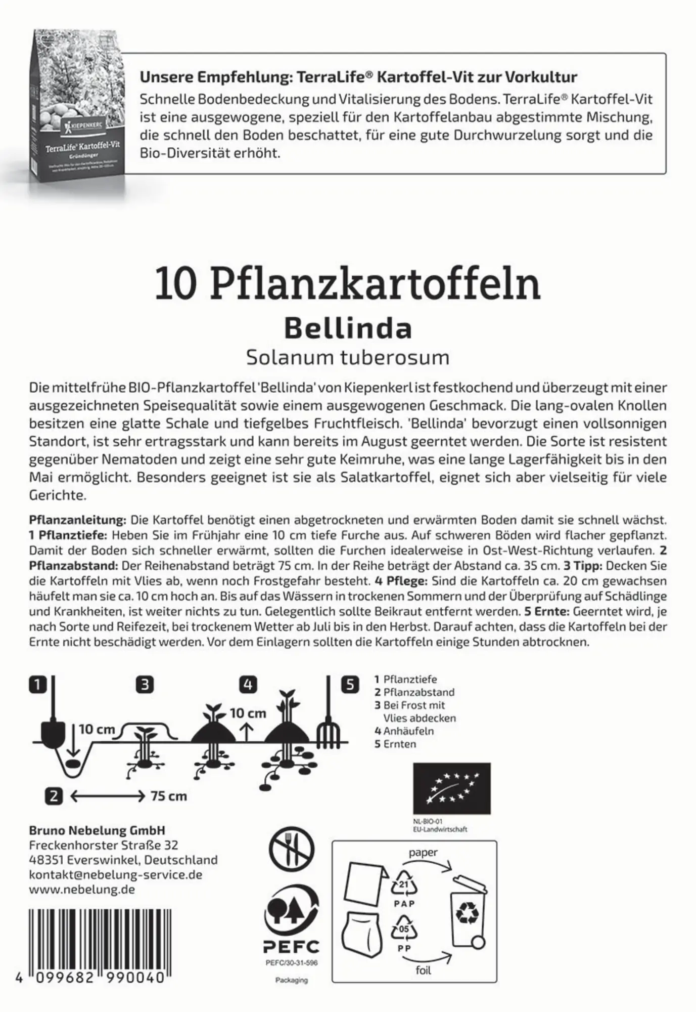 Kiepenkerl Bio Pflanzkartoffel Bellinda 10 Stück