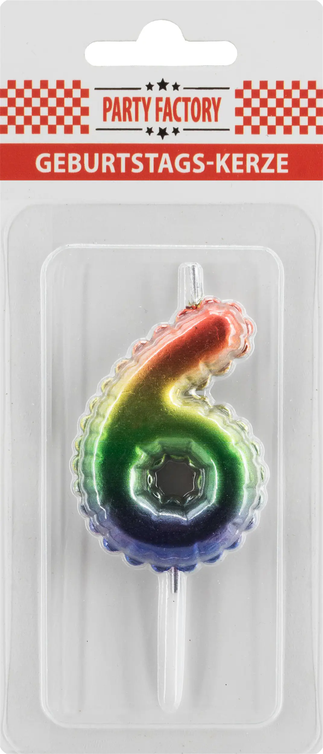Geburtstagskerze Ballon Zahl 6 bunt 6 cm - 1 Stück