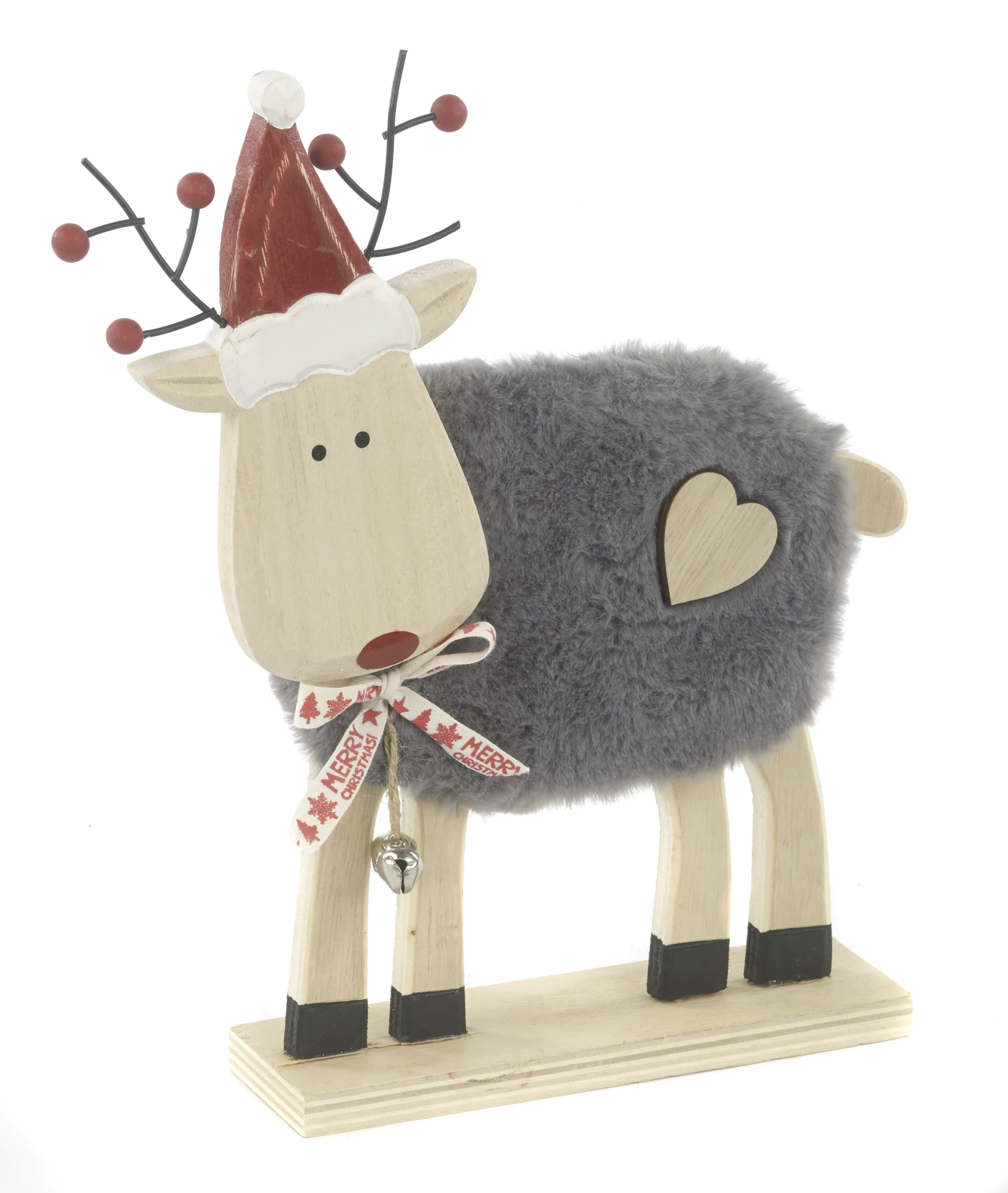 4333692647854 TrendLine Dekofigur Holz Rentier 23 x 23 cm grau-rot