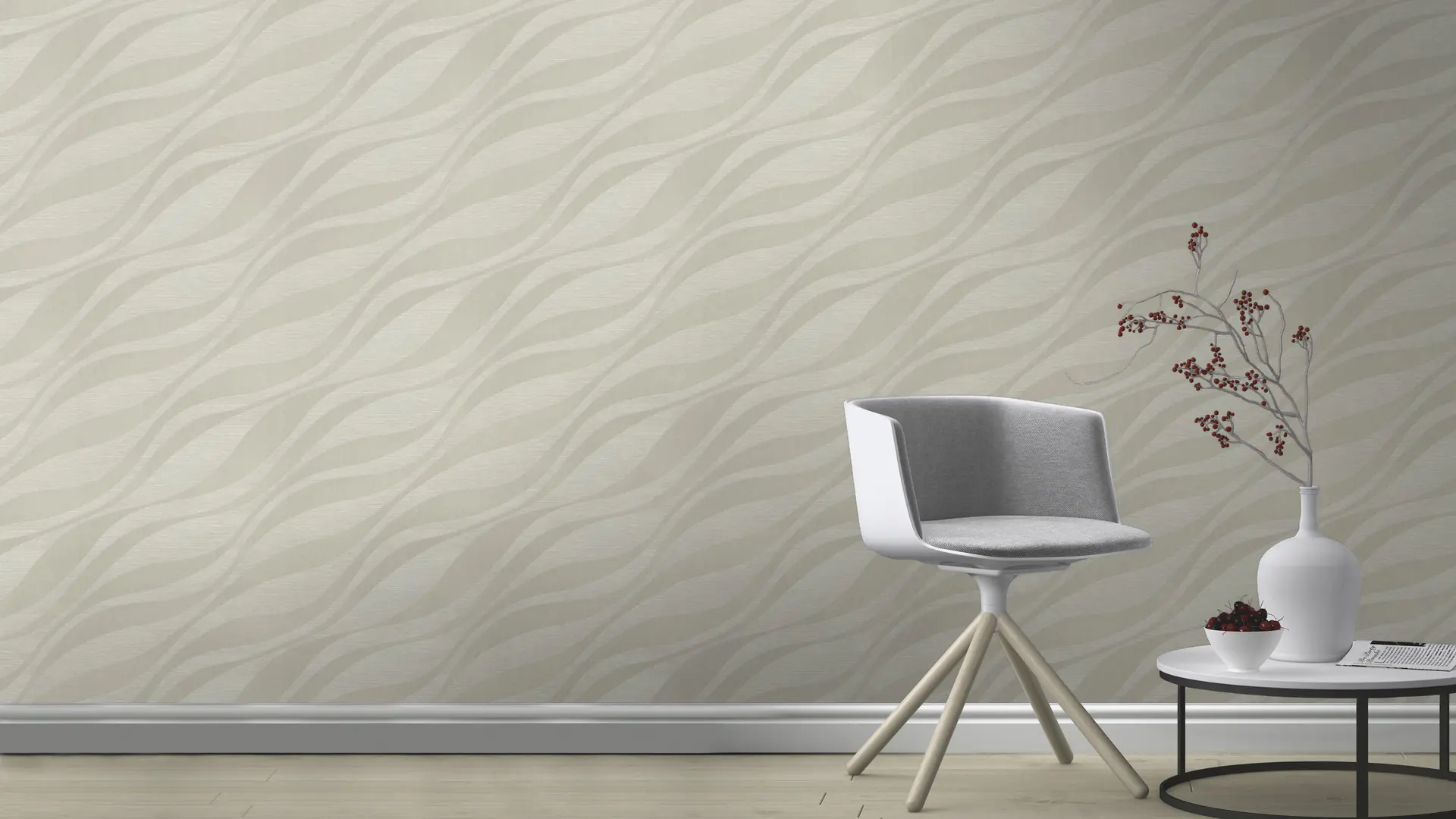 Rasch Vliestapete Muster Wellen beige 10,05 x 0,53 m