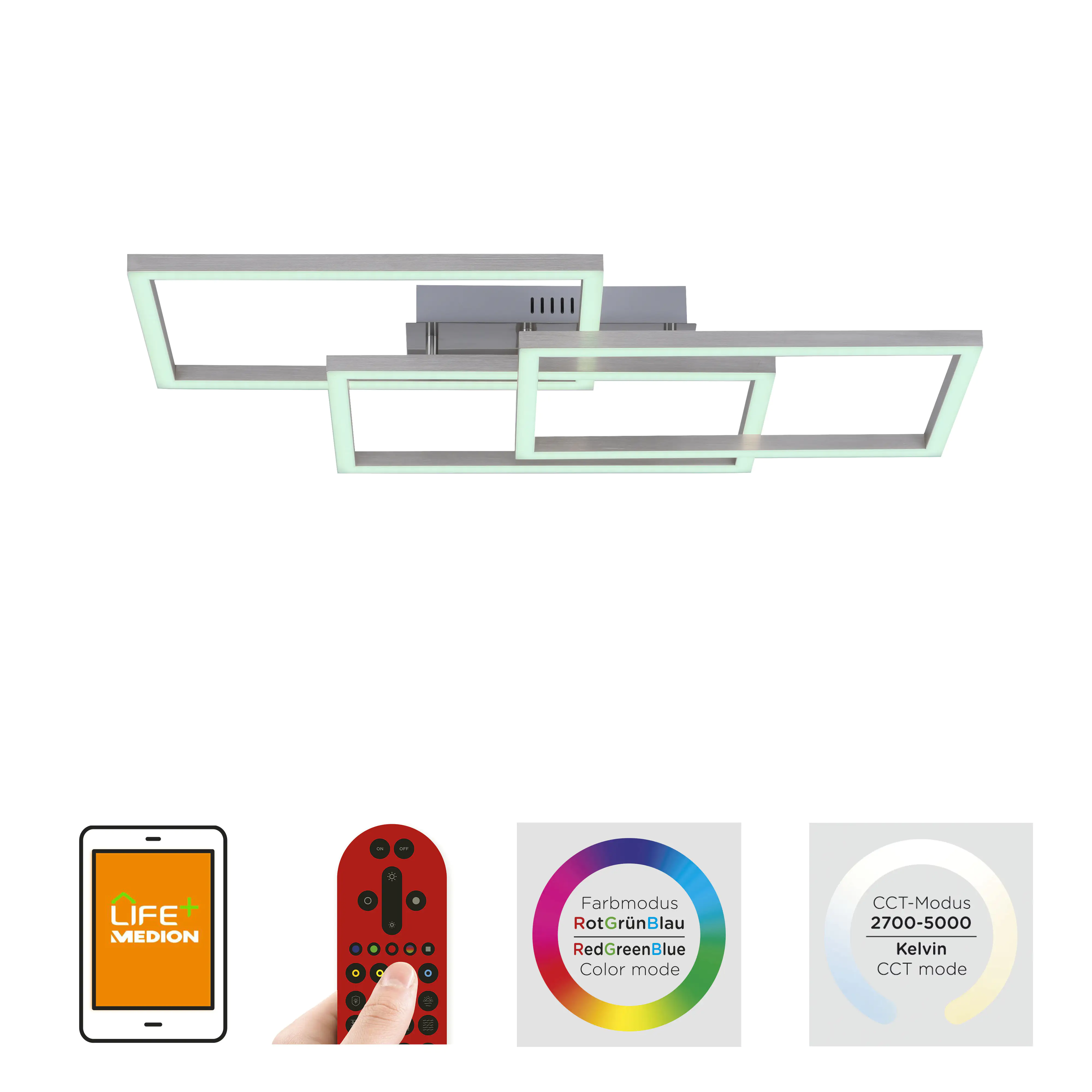JustLight Lola Smart LED Deckenleuchte Maxi 82 x 50 cm RGBW Smart