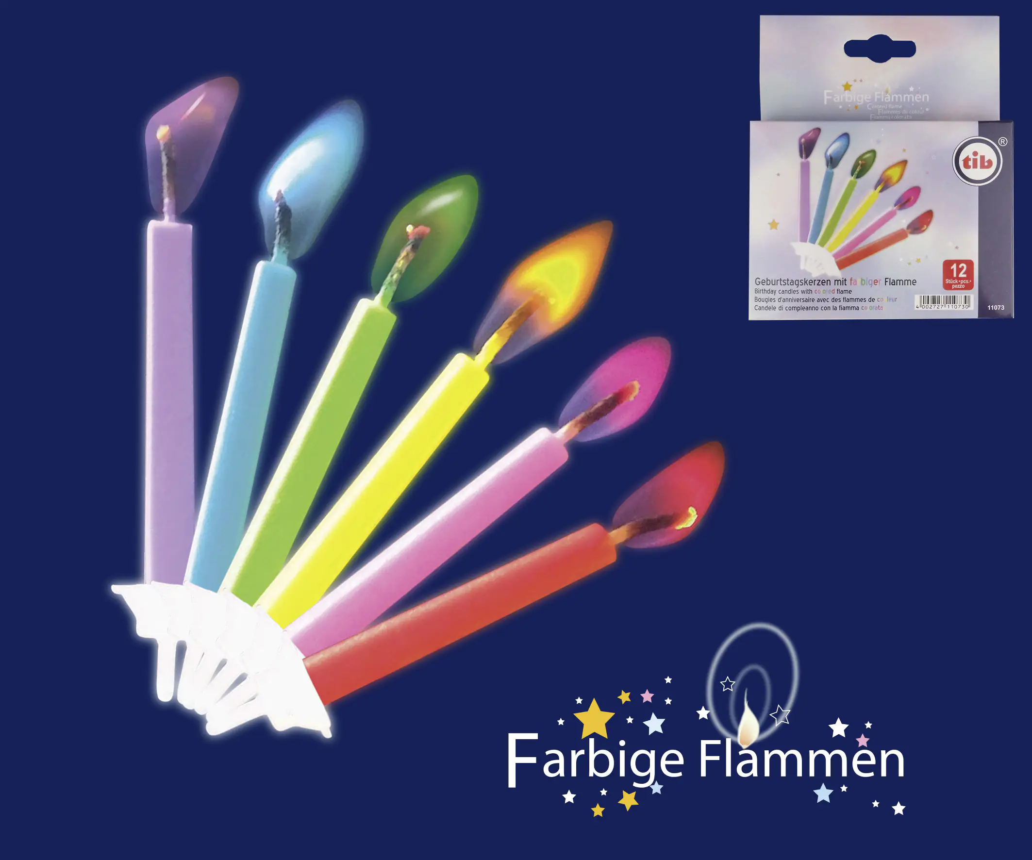 TIB Heyne 12 Geburtstagskerzen + Halter