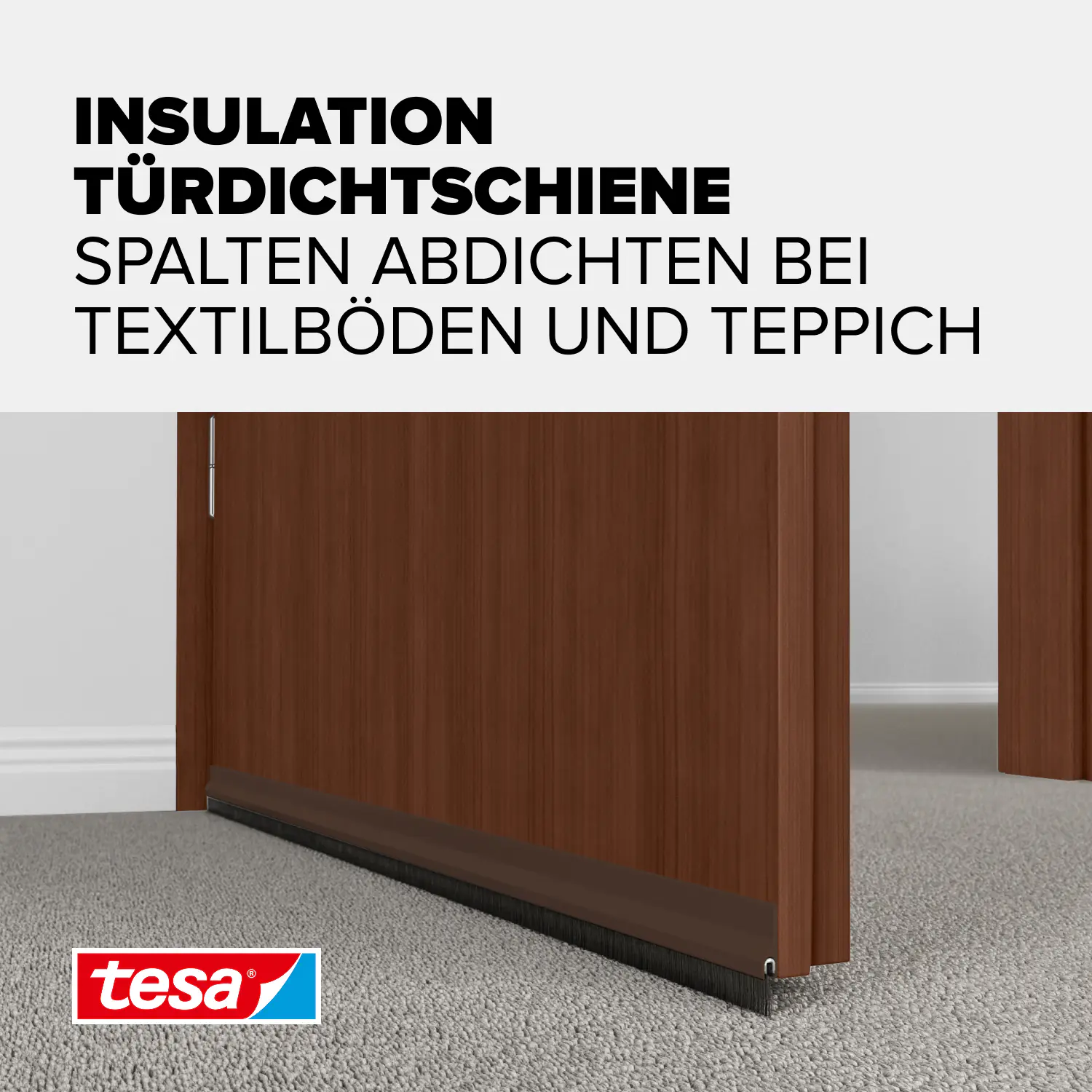 tesa Moll Türdichtschiene braun für Textilböden für Spalten bis 15 mm