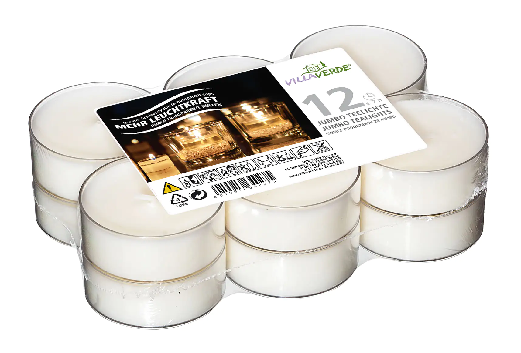 Villa Verde Jumboteelichter weiß, Höhe: 2 cm, Ø 5,6 cm, 12er Pack Villa Verde Jumboteelichter weiß, Höhe: 2 cm, Ø 5,6 cm, 12er Pack