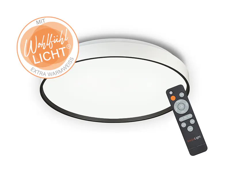MegaLight LED-Deckenleuchte Shining Jupiter Black Ø38 cm Backlight dimmbar