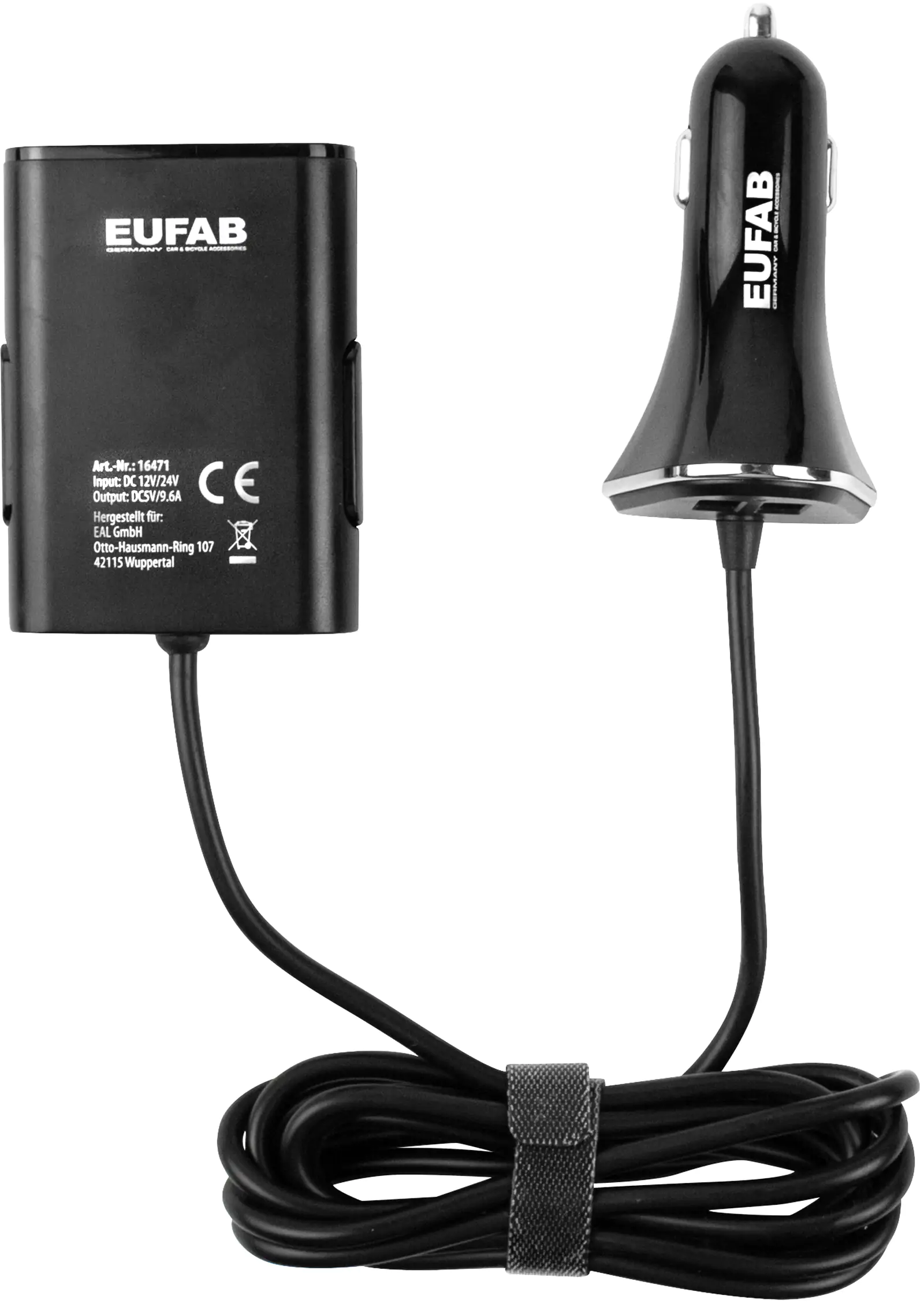 EUFAB USB Ladeadapter mit Kabel und Ladeeinheit für die Rücksitzbank EUFAB USB Ladeadapter mit Kabel und Ladeeinheit für die Rücksitzbank