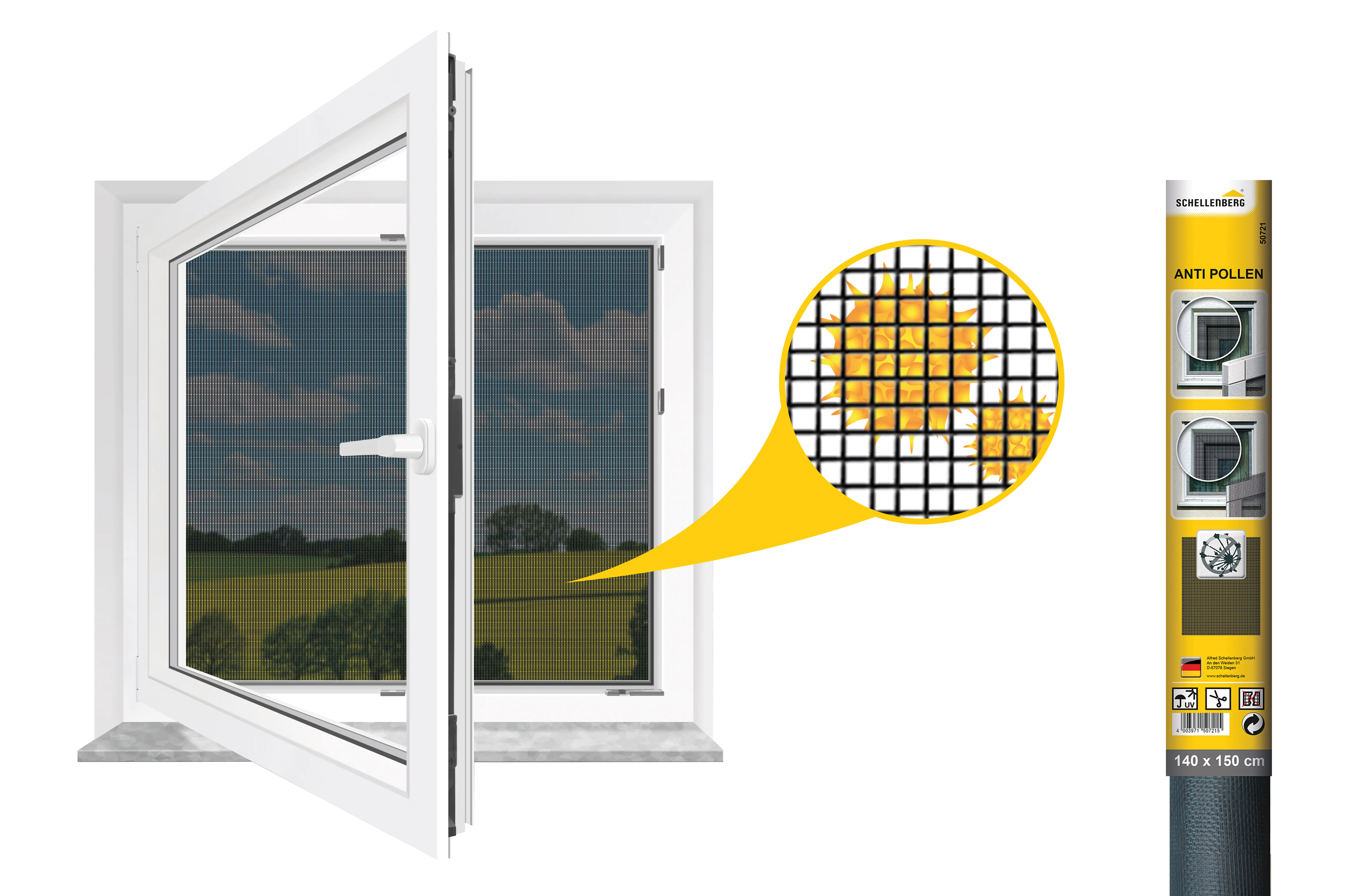 Schellenberg Pollenschutzgitter Minirolle 140 x 150 cm anthrazit kürzbar