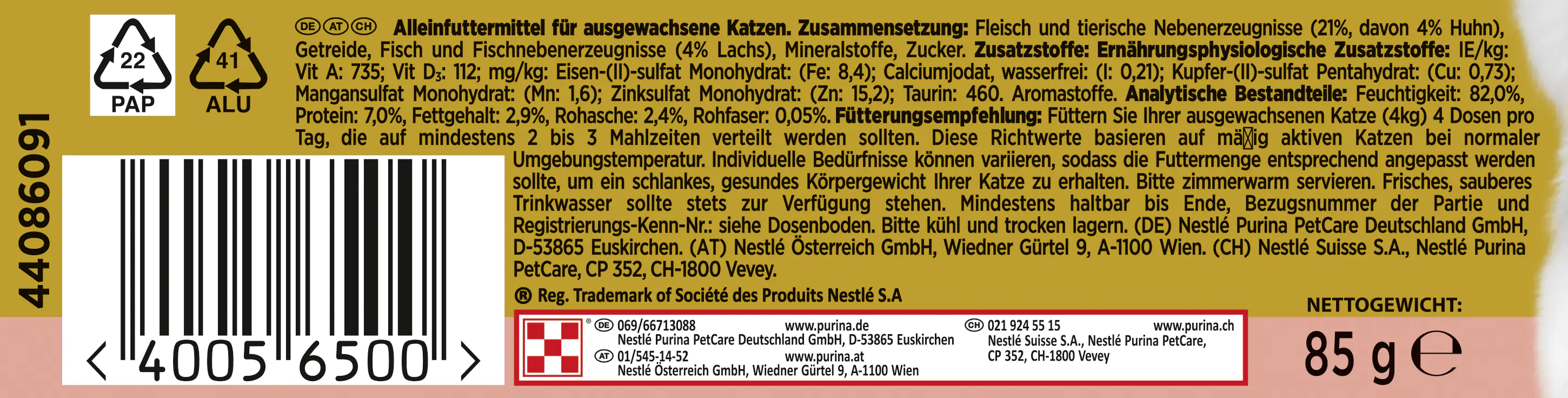 Gourmet Gold Zarte Häppchen in Sauce Lachs und Huhn 85 g Gourmet Gold Zarte Häppchen in Sauce Lachs und Huhn 85 g