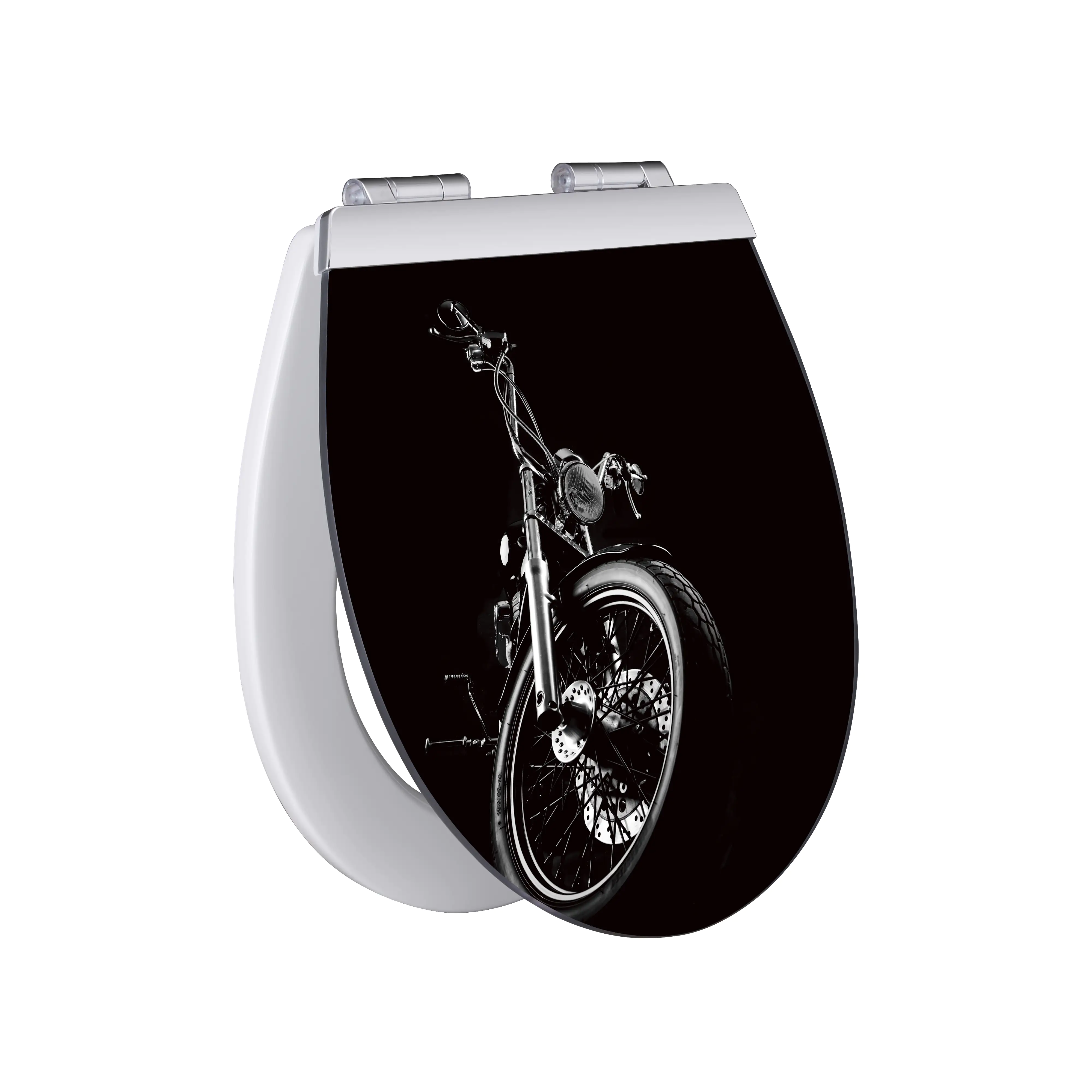 Primaster WC-Sitz mit Absenkautomatik Motorrad weiß und Beleuchtung