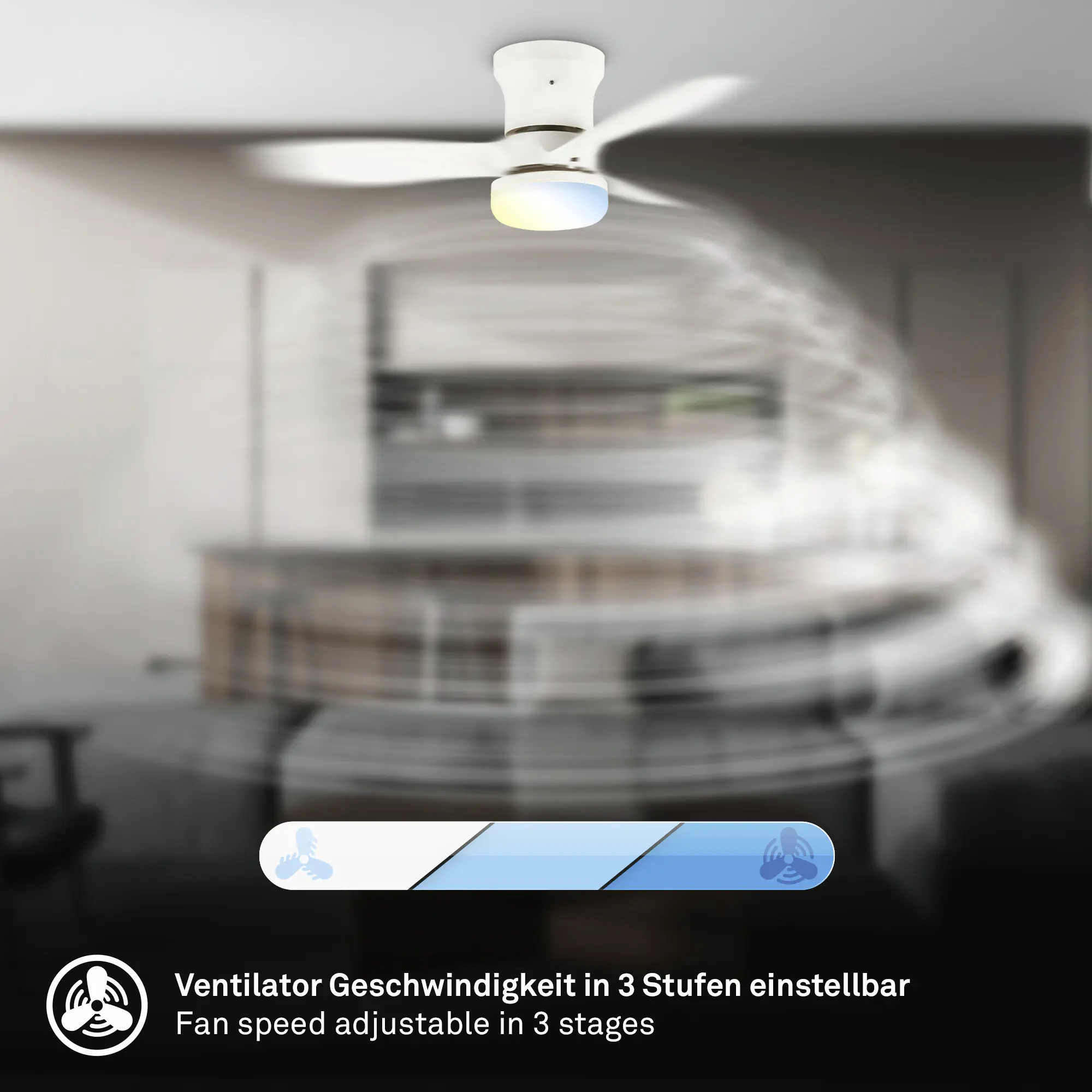 Briloner LED Deckenventilator Pan Ø 60 cm 3 Stufen weiß CCT dimmbar
