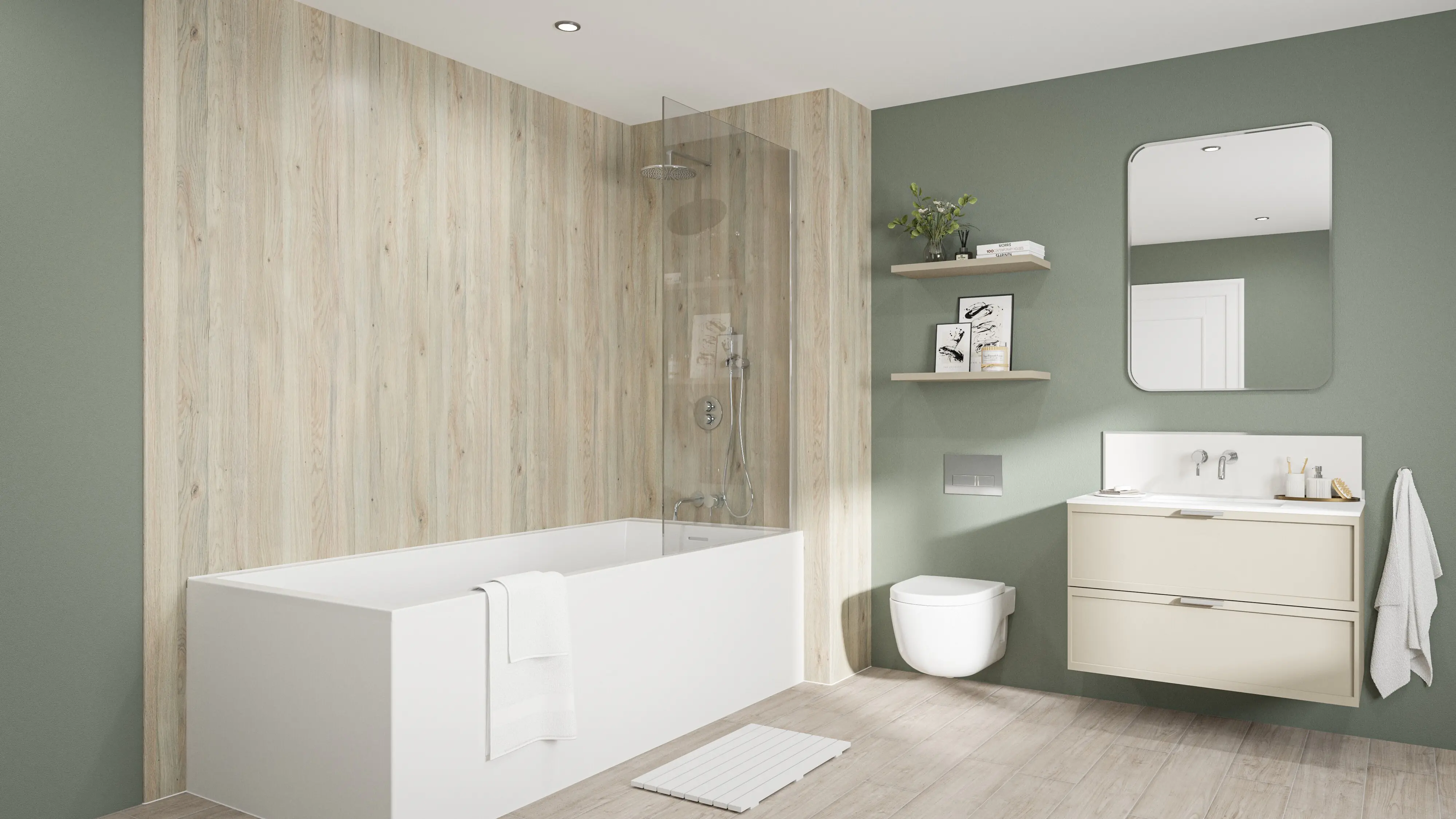 Wetwall Elite Wandpaneel  White Oak 60 x 242 cm mit Nut & Feder