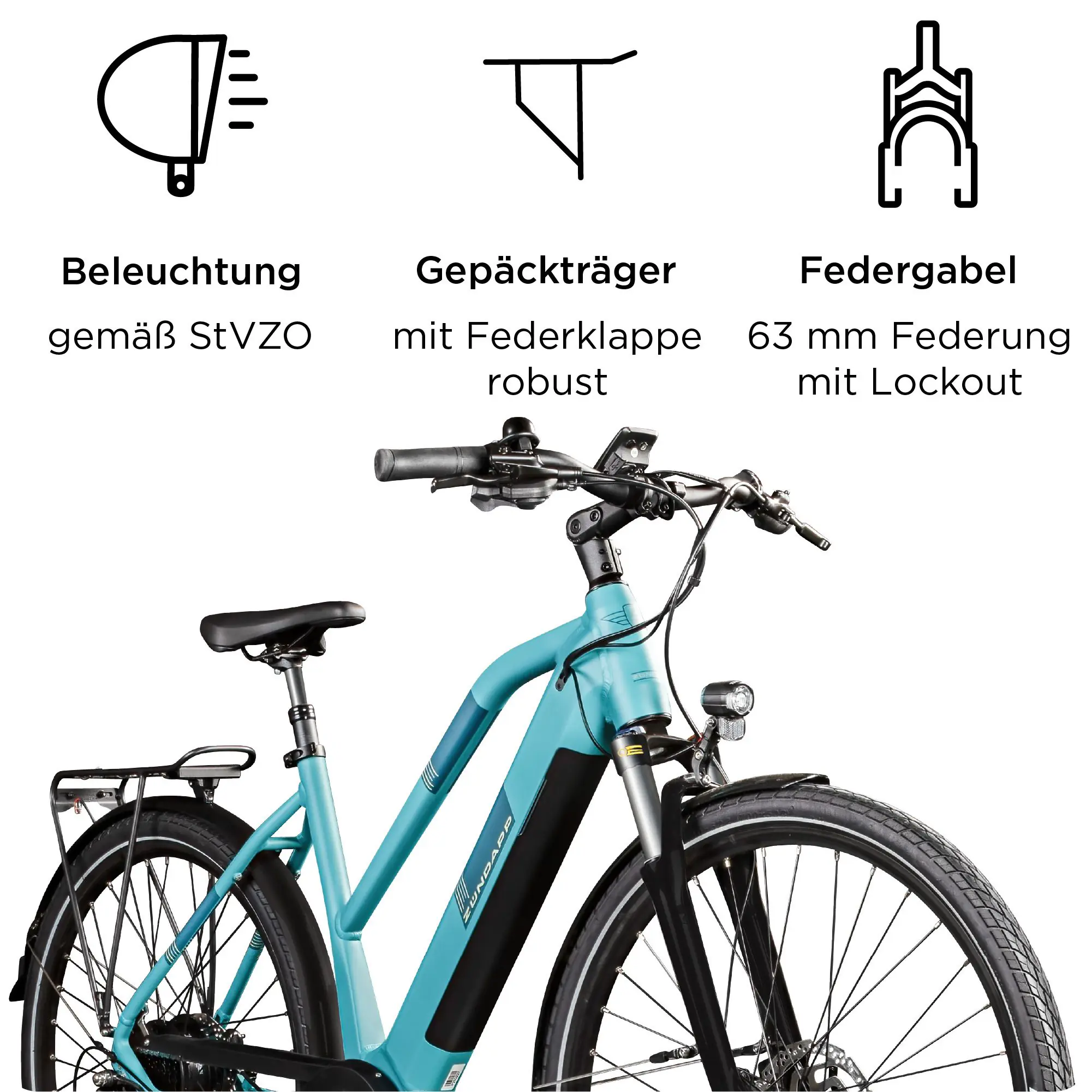 Zündapp E-Bike Z810 Trekking 28 Zoll 8-Gang 550 Wh türkisblau