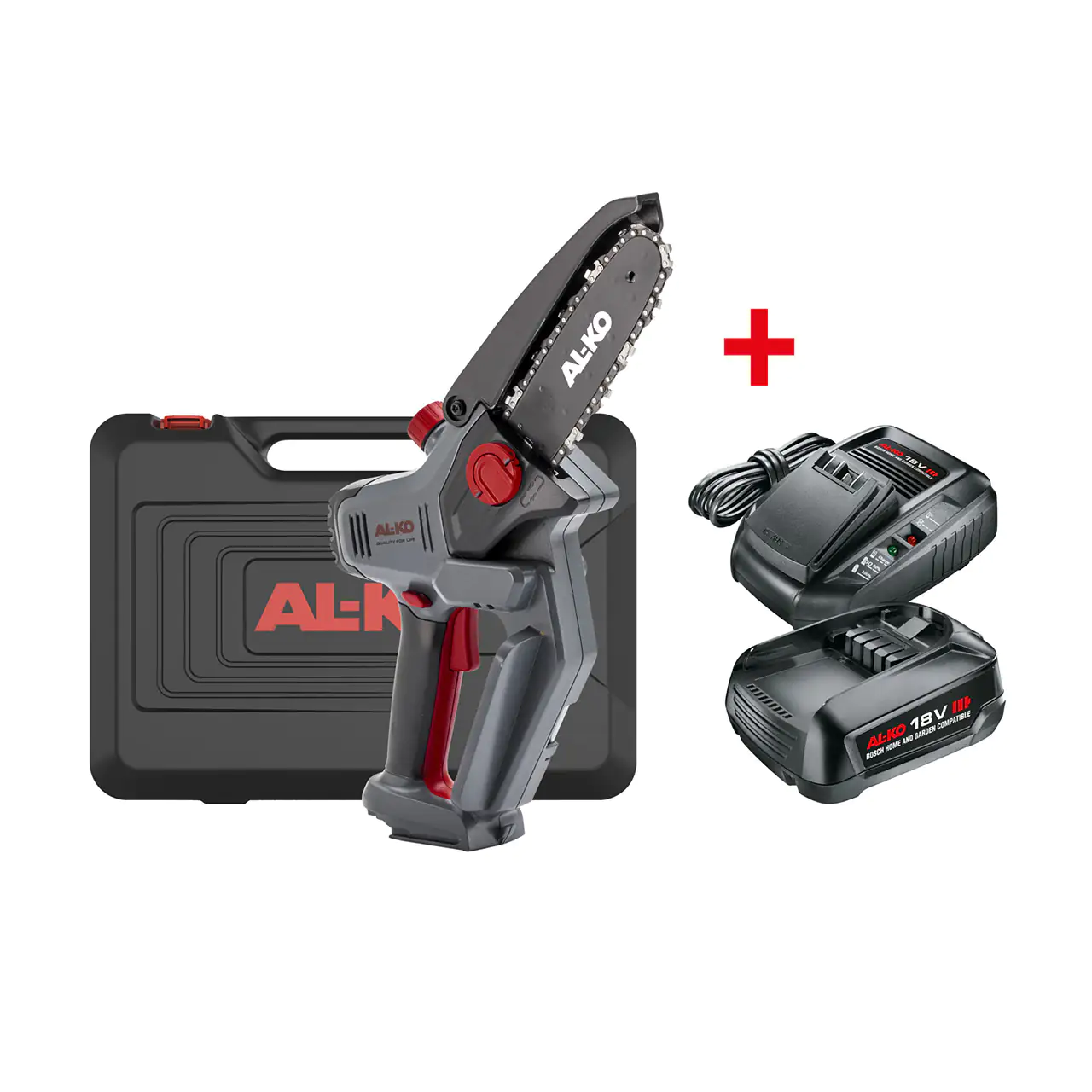 Alko Akku-Mini-Kettensäge CSM 1815 15 cm Schwertlänge Set