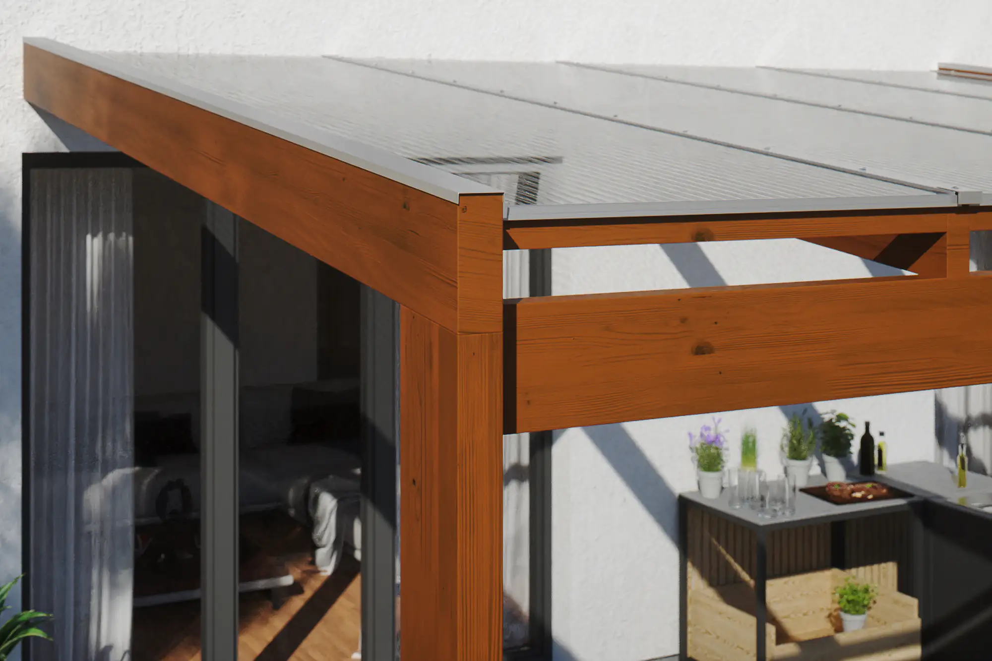 SKAN HOLZ Terrassenüberdachung Novara 450 x 359 cm Leimholz