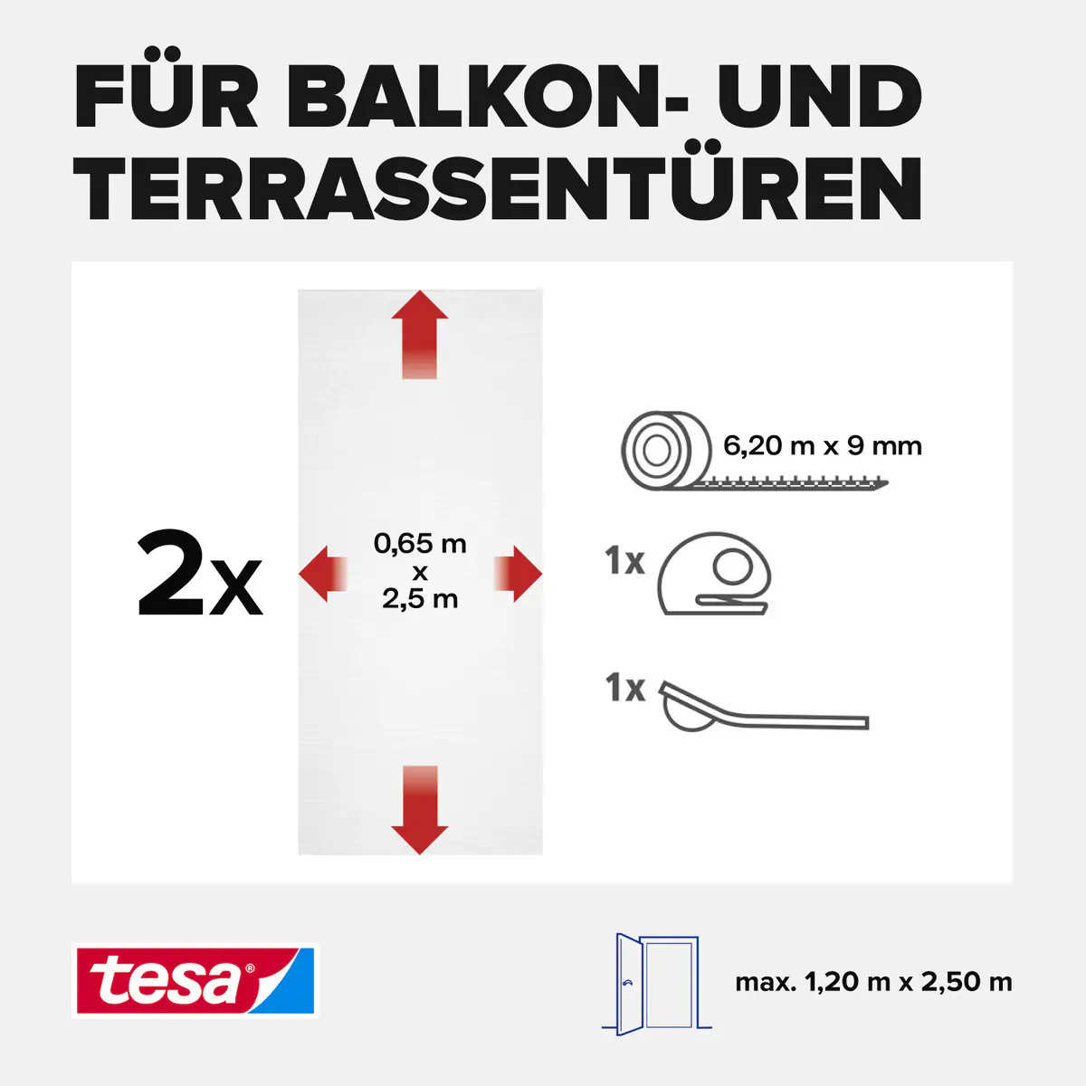 tesa Insektenschutz-Klettbandsystem 2 x (0,65 m x 2,5 m) weiß