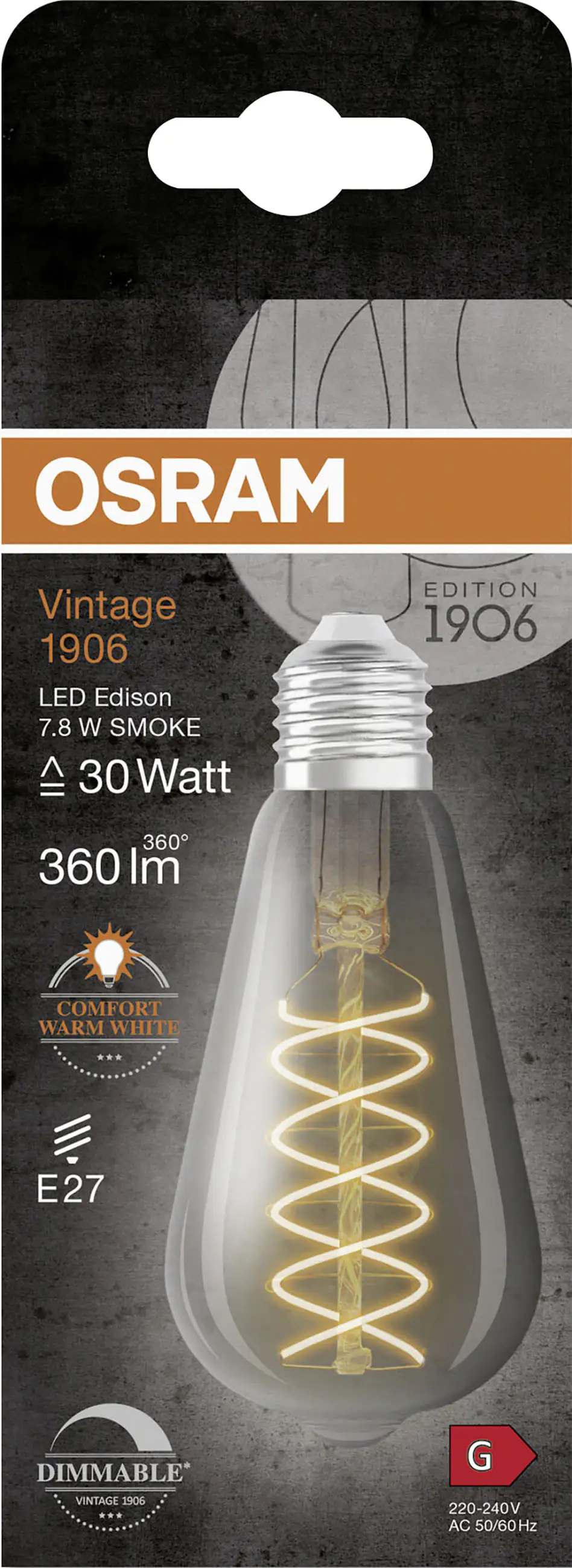 Osram LED Leuchtmittel Edison E27 7,8 W warmweiß rauch