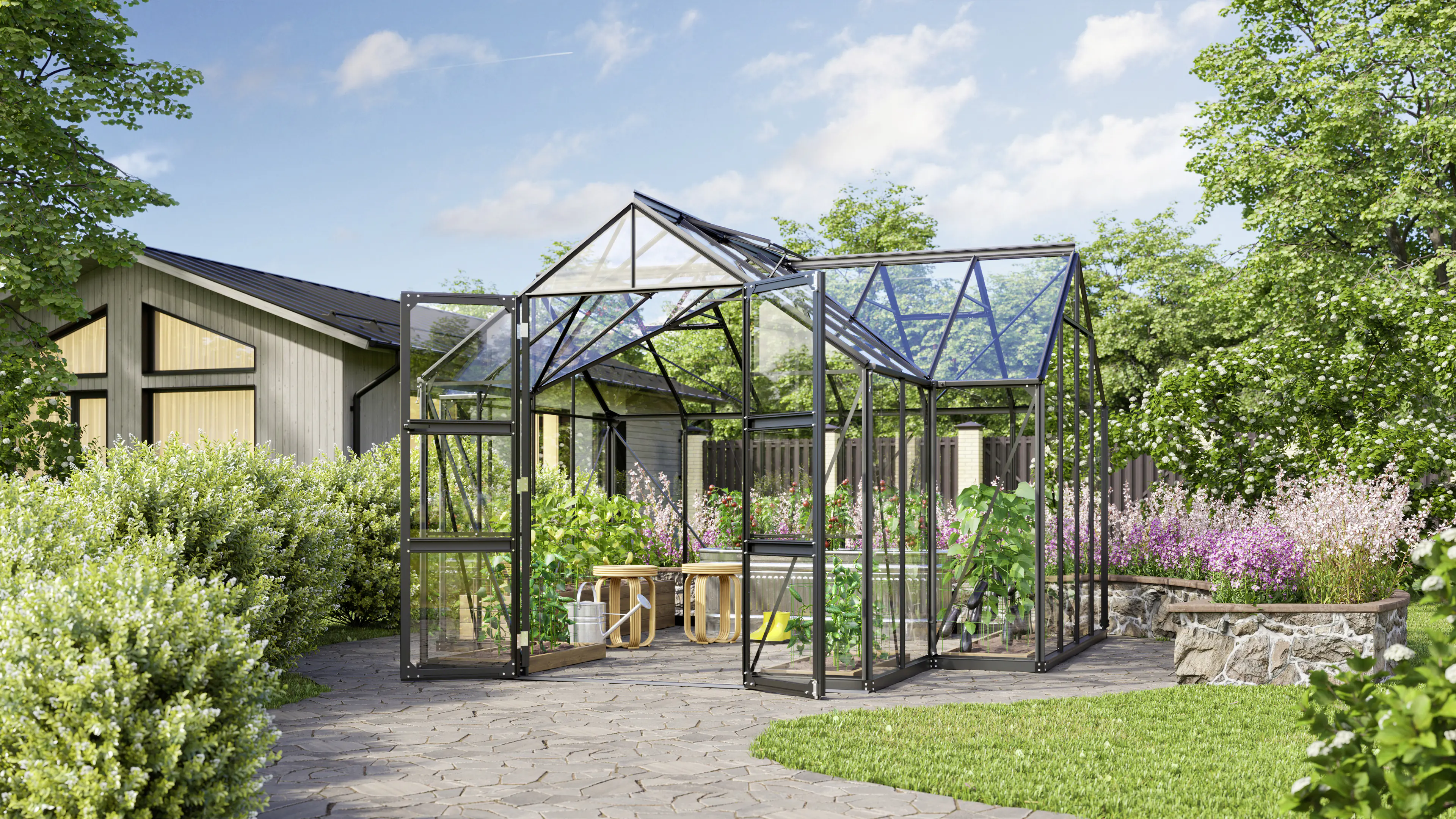 Vitavia Gewächshaus Campus schwarz 3,83 x 3,83 x 2,54 m