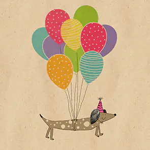 Servietten Dackel mit Ballons 33 x 33 cm 20 Stück Servietten Dackel mit Ballons 33 x 33 cm 20 Stück