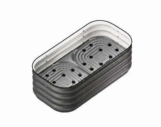 Upyard Hochbeet auf Rollen mit Wasserauffangbehälter Metall 80 x 40 x 28 cm holzkohlegrau