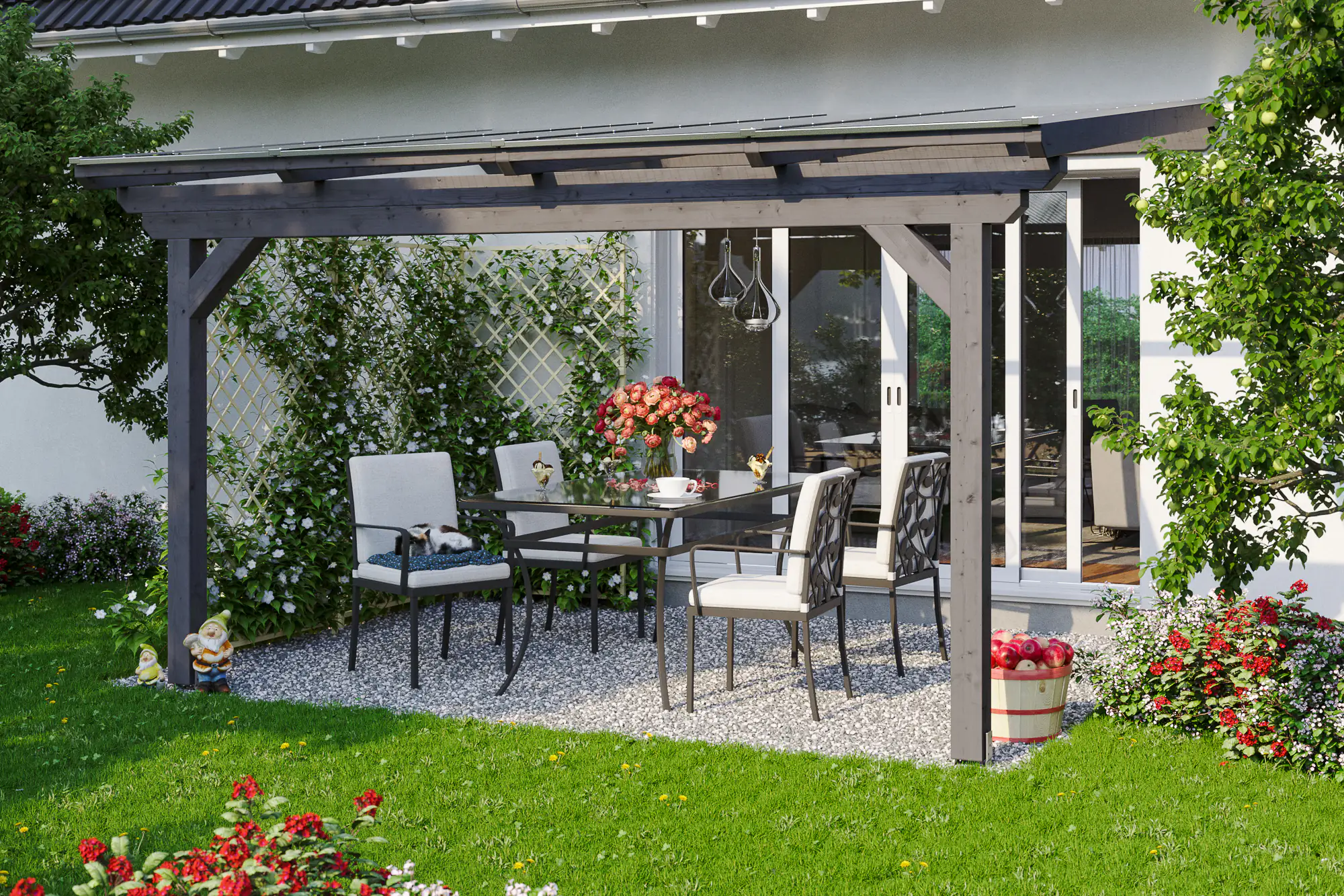 4018211028511 SKAN HOLZ Terrassenüberdachung Ancona 434 x 400 cm Leimholz