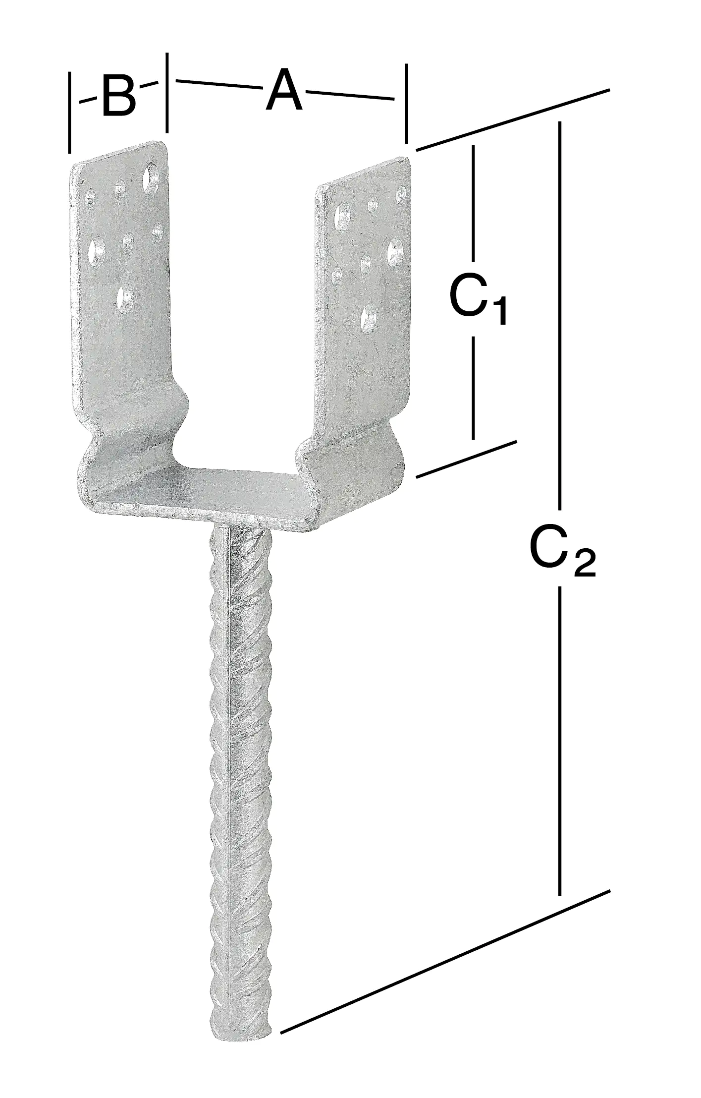 Vormann Schwere Stützenschuhe feuerverzinkt 71 x 60 x 125/325 mm
