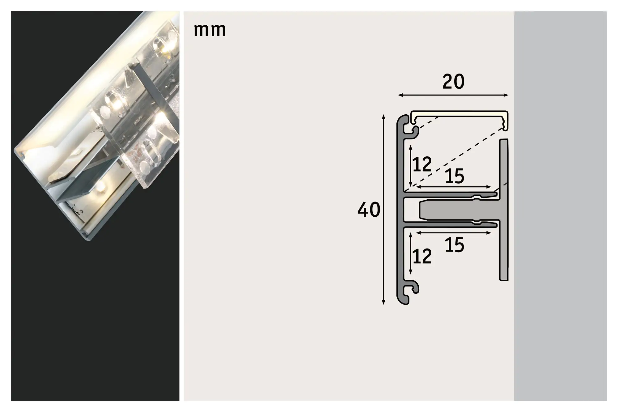 4000870705209_13 Paulmann Duo Profil inkl. Clips und Diffusor 1 m alu eloxiert