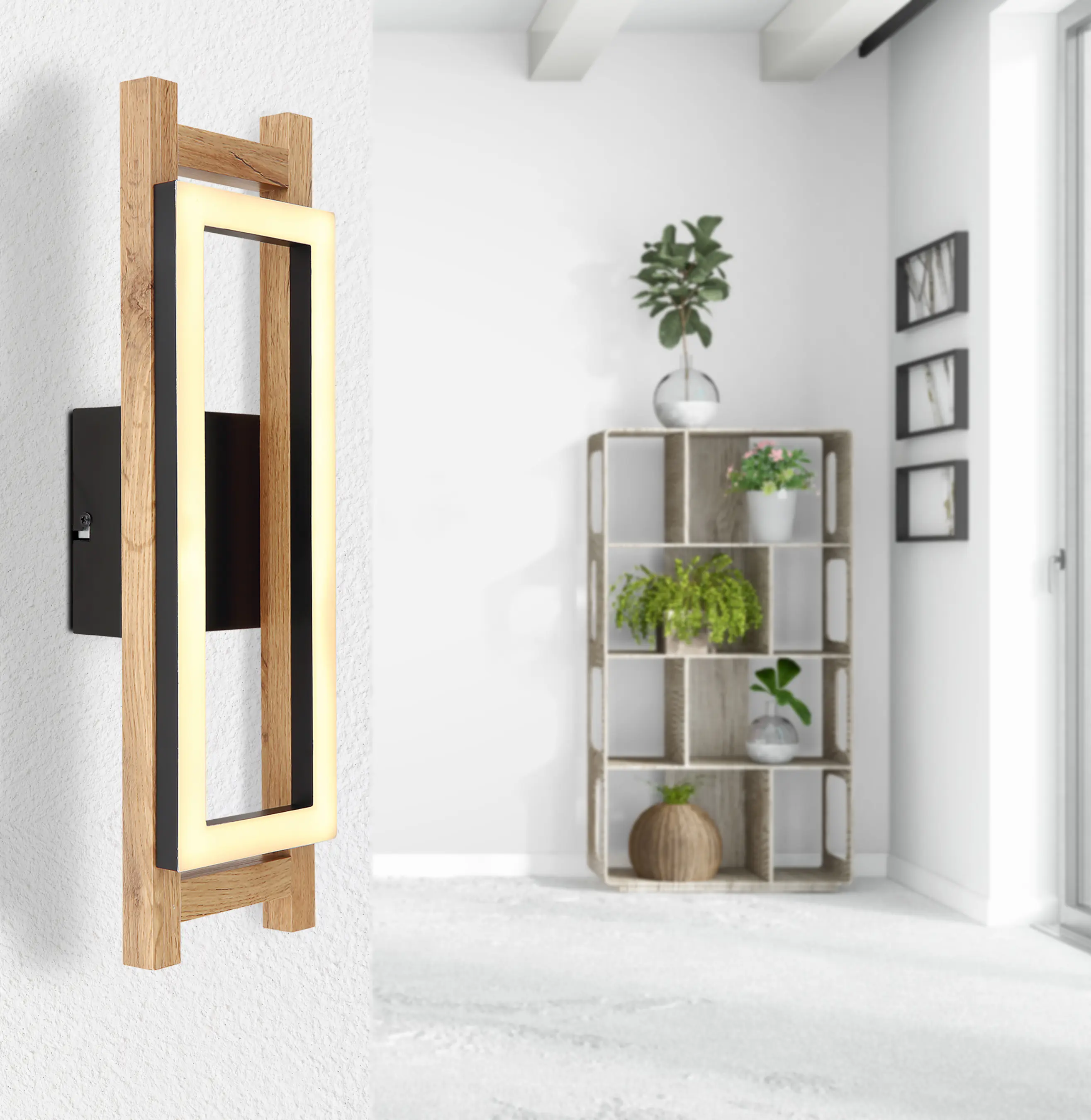 Globo LED Wandleuchte Illa dunkelbraun-schwarz 45 x 13 cm warmweiß