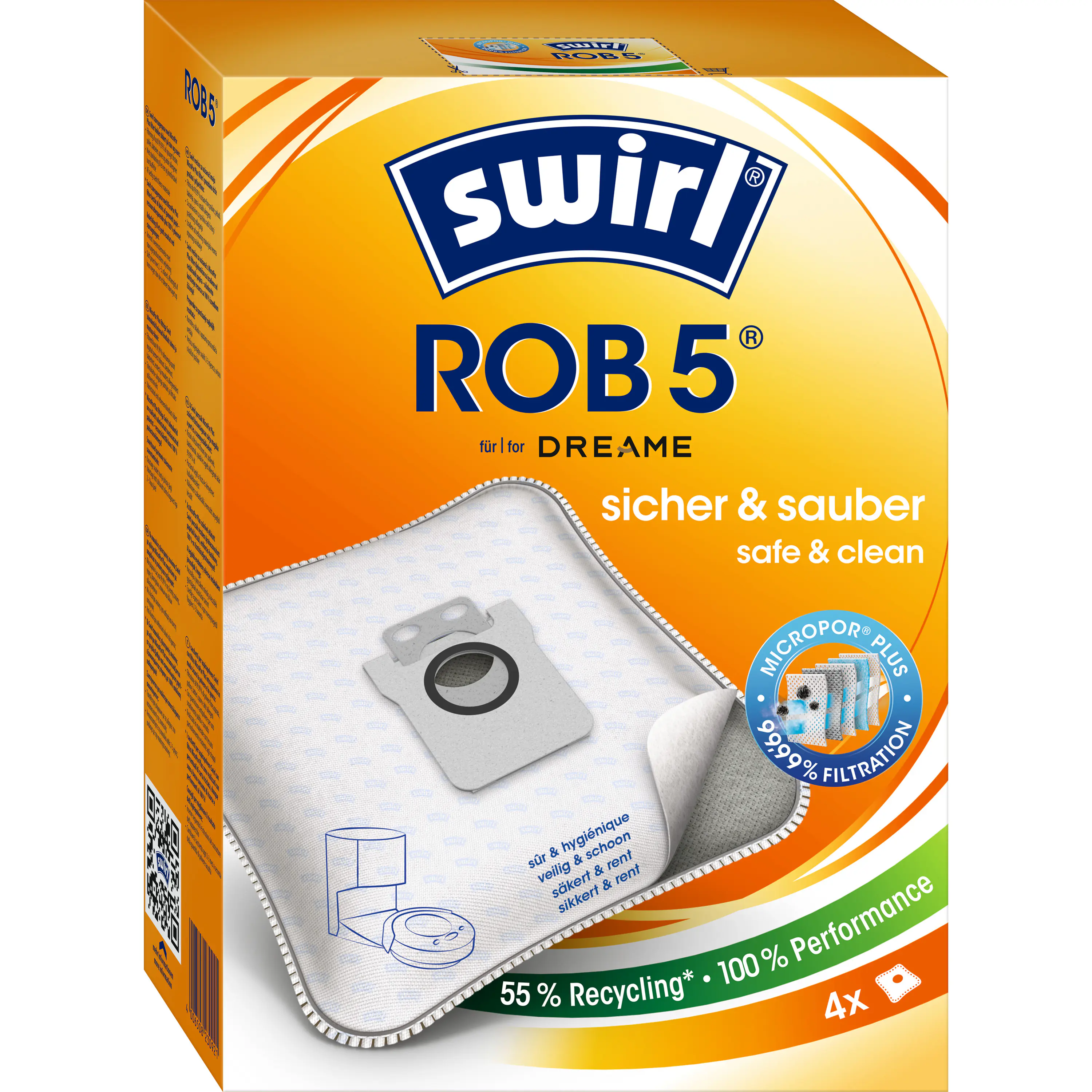 Swirl ROB 5 EcoPor Staubsaugerbeutel 4 Staubbeutel