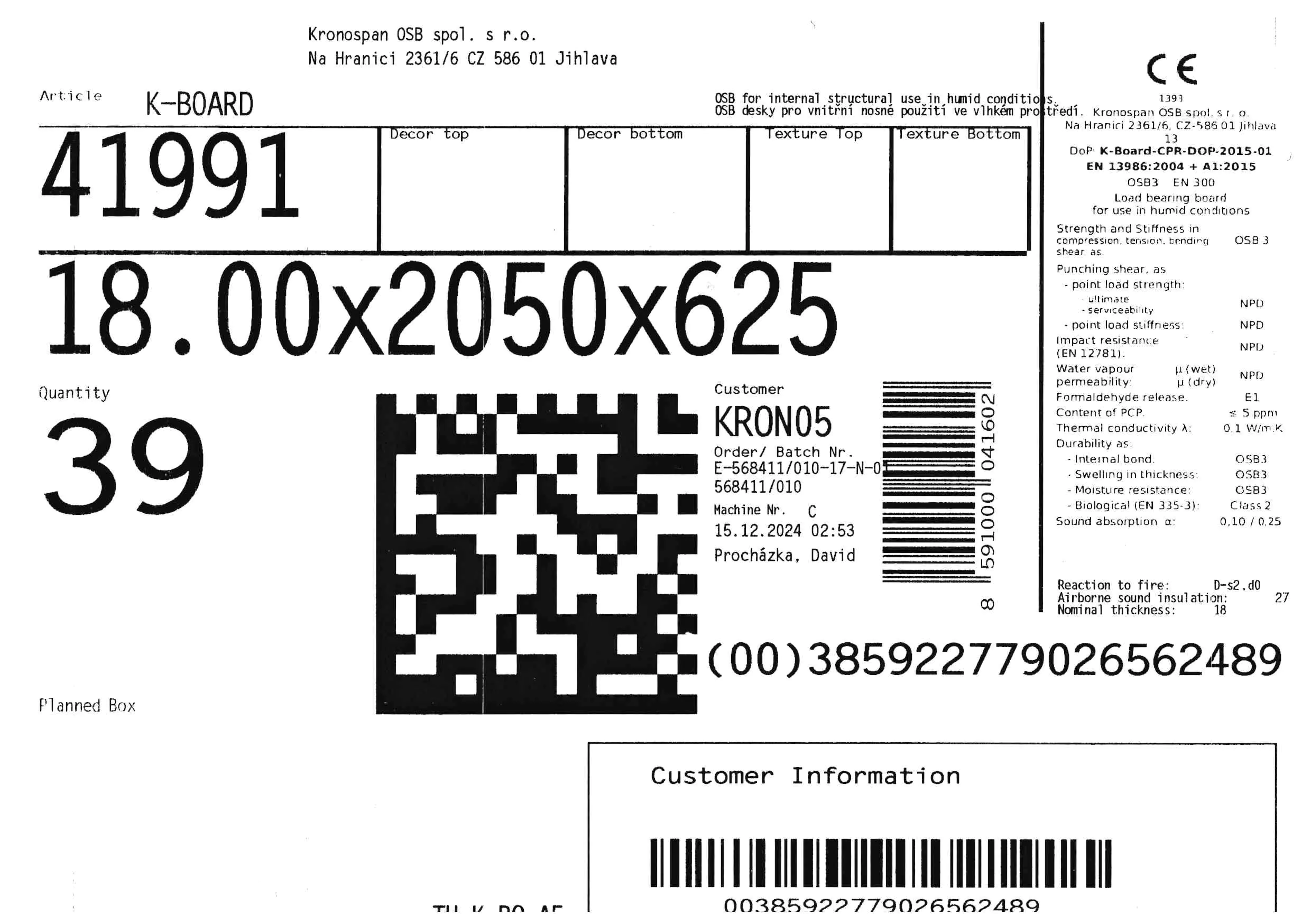 OSB-3 Nut- und Feder Verlegeplatte 18 mm 205 x 62,5 cm 18 mm ungeschliffen